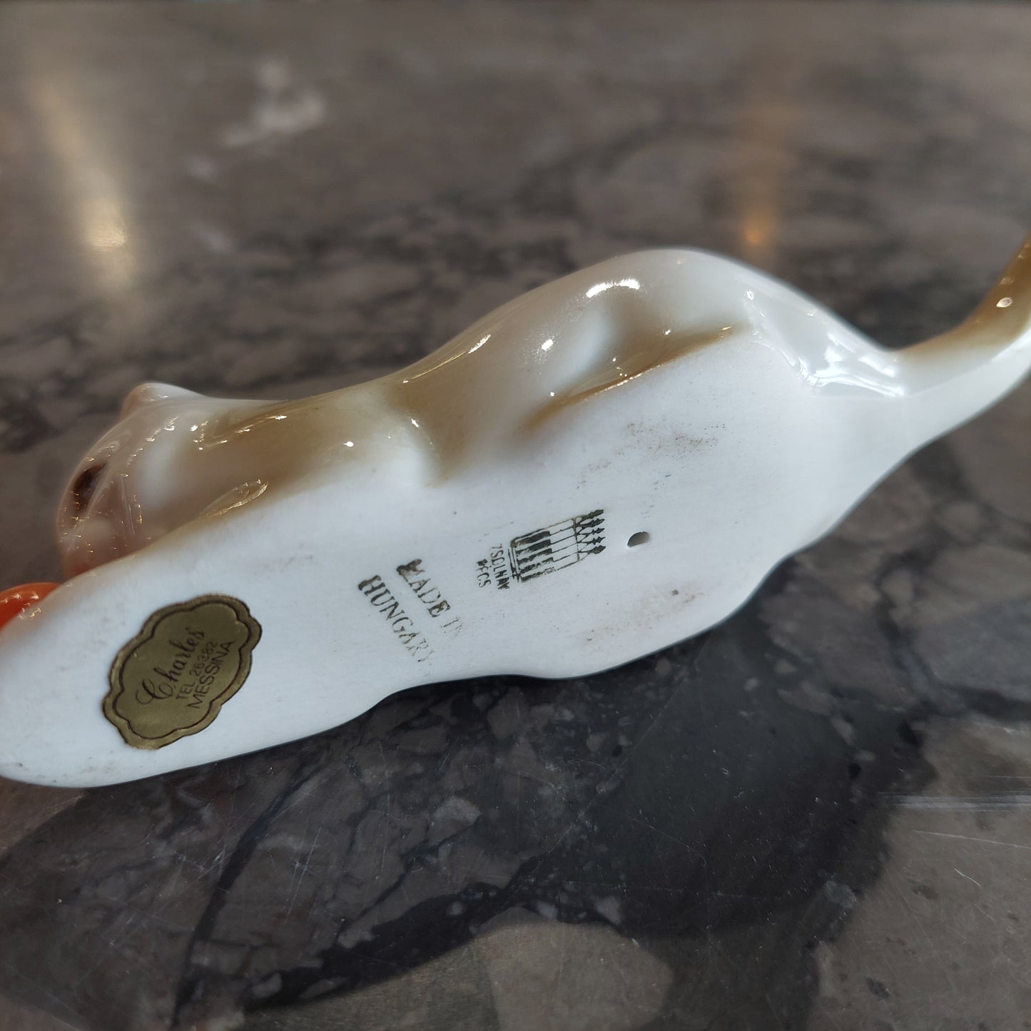 Statuina Gattino Con Pallina Porcellana Vintage Zsolnay