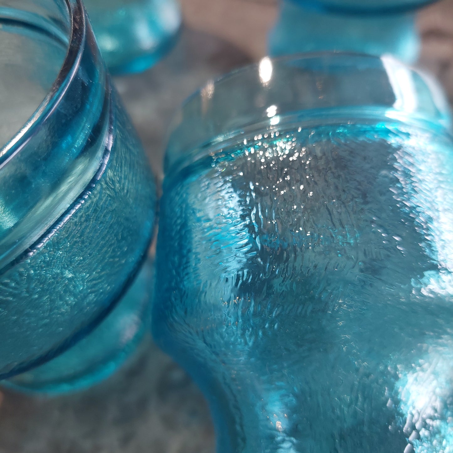 Set/6 Bicchieri Vetro Azzurro Vintage