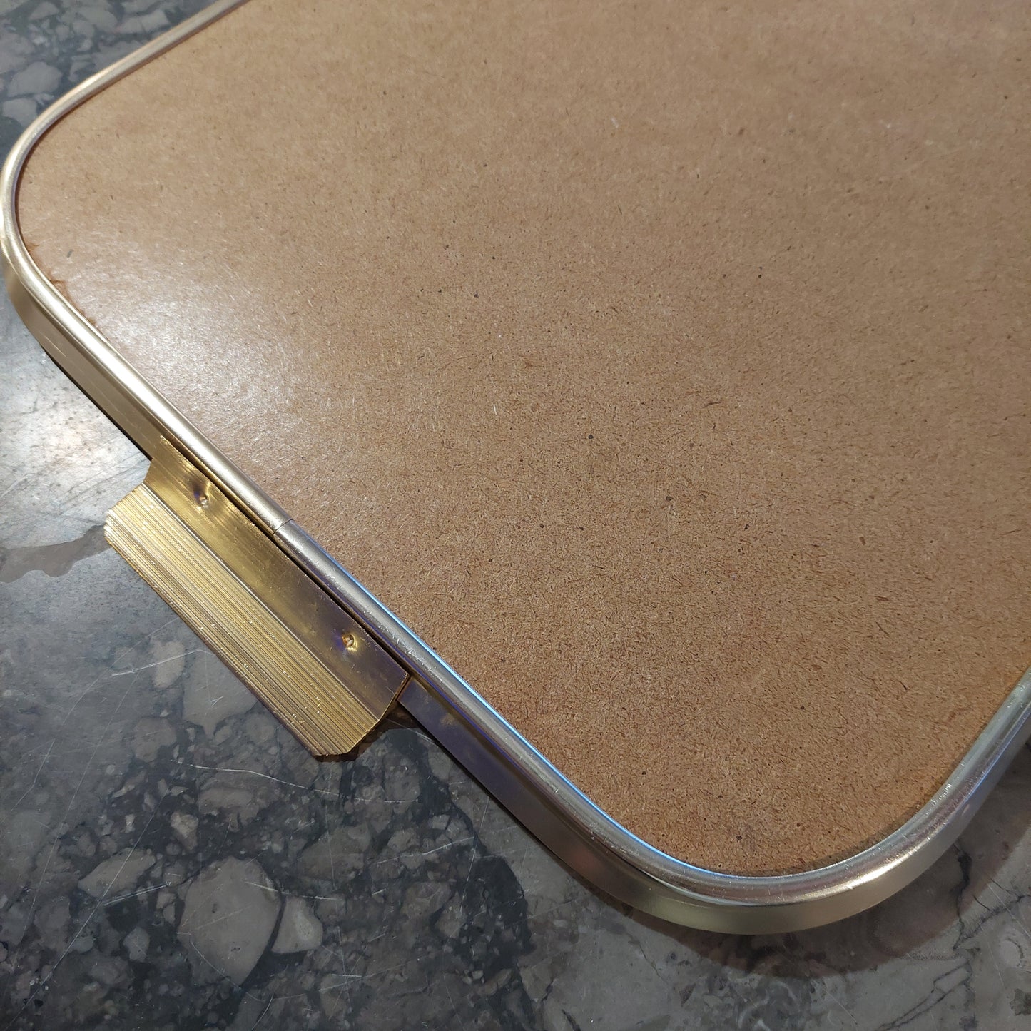 Vassoio Formica Metallo Dorato Anni 60 Cm48x28