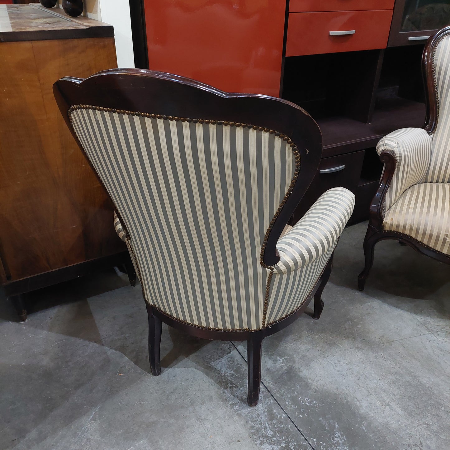 Coppia Poltrone Legno Imbottito* Stile Luigi Filippo