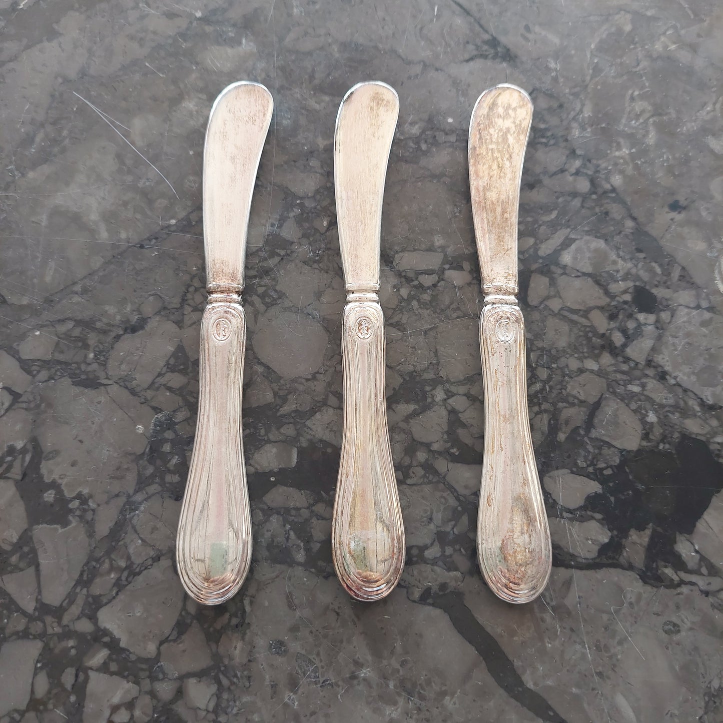 Set/3 Coltellini Formaggio Silver Plated Sheraton Vintage
