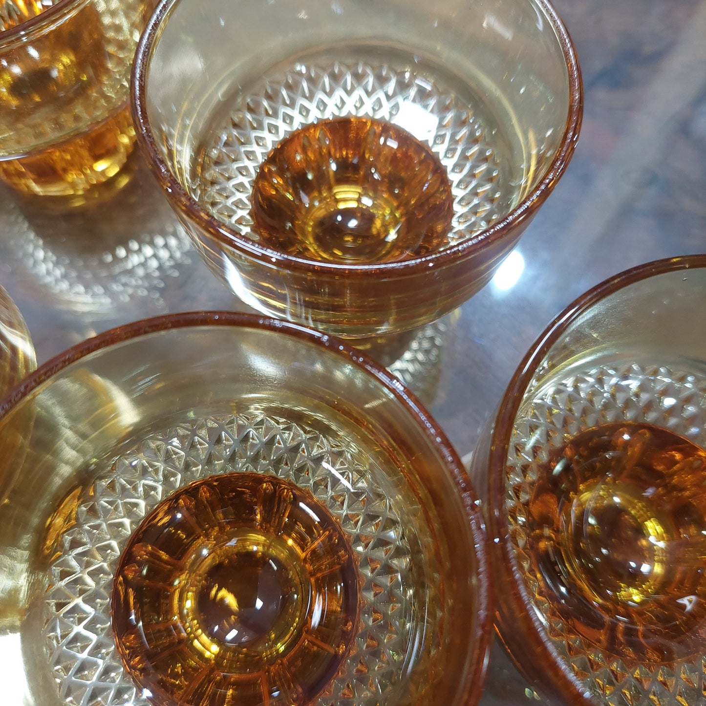 Set/6 Bicchierini Liquore Vetro Ambra Vintage