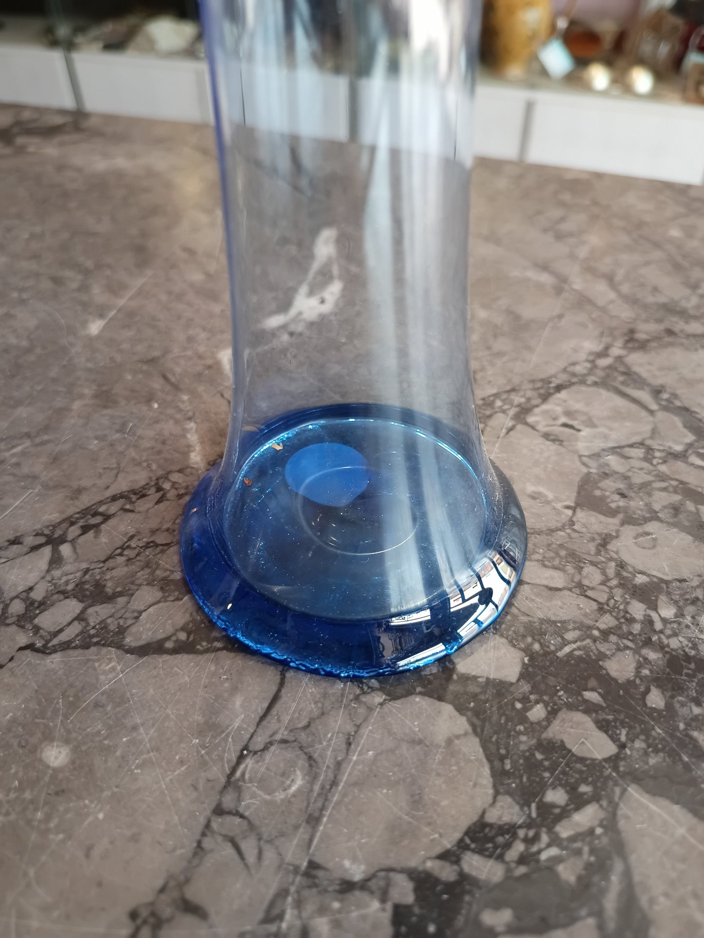 Vaso Vetro Riciclato Blu Stile Murano D11x25,5h