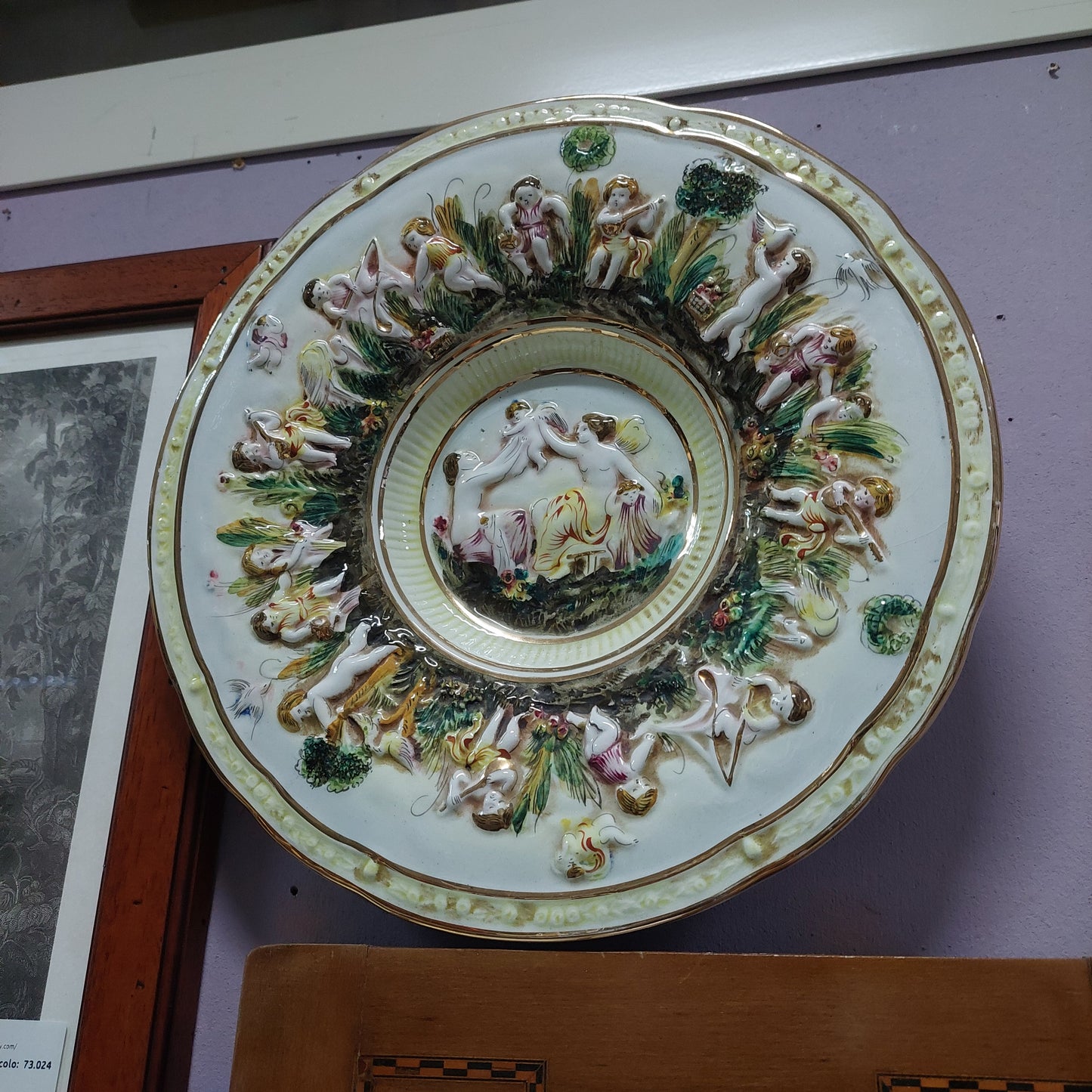 Piatto Da Parete Decorativo Porcellana Capodimonte