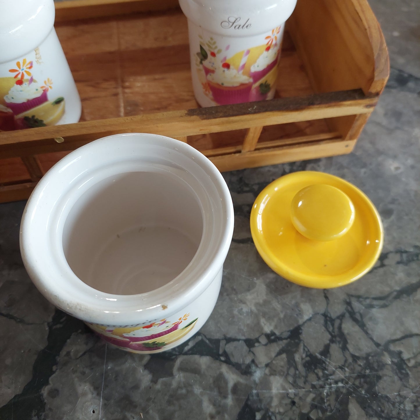 Set Olio E Aceto Pepe Sale Formaggio Ceramica Legno