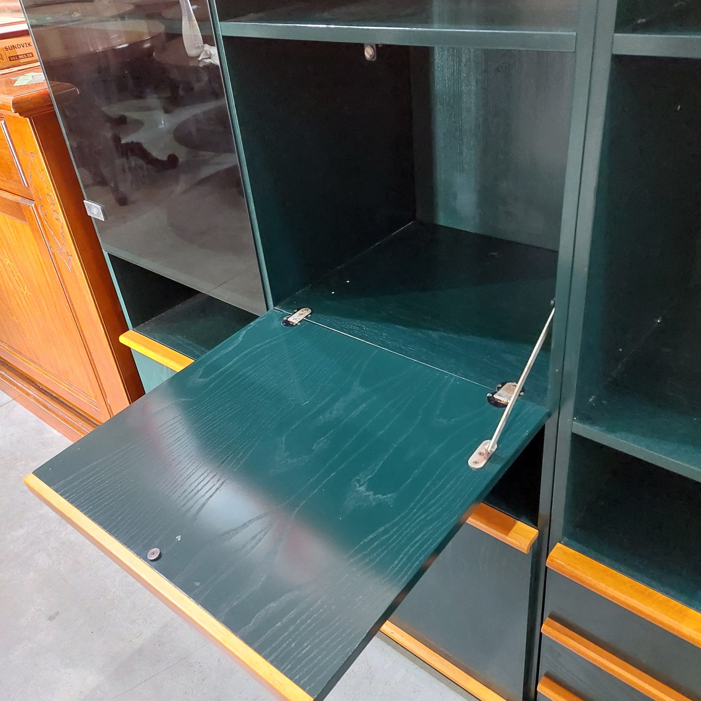 Vetrina Legno Verde/acero Cm208x45x140h
