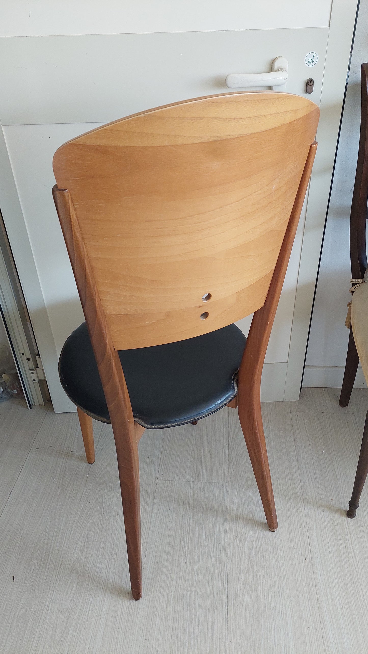 Set/4 Sedie Legno/ecopelle Nera
