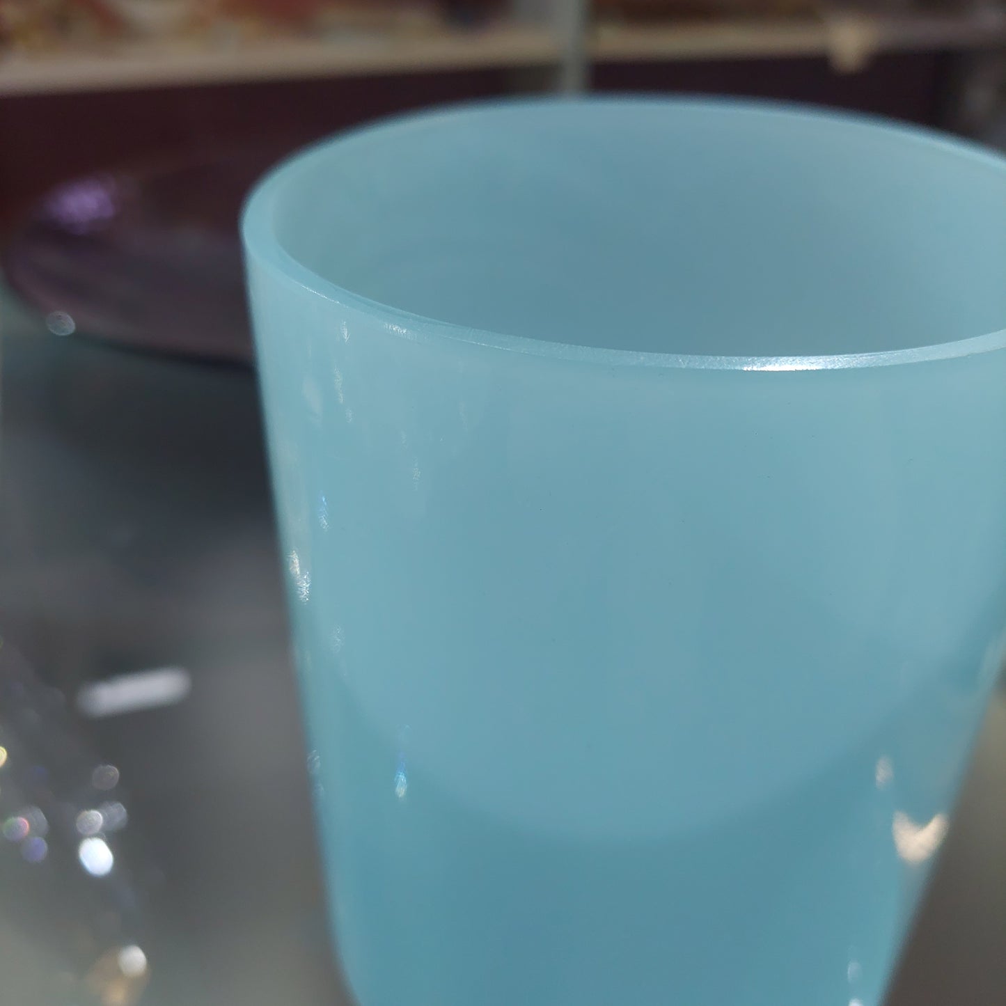 Potiche Vetro Opalino Azzurro Anni '30 H27