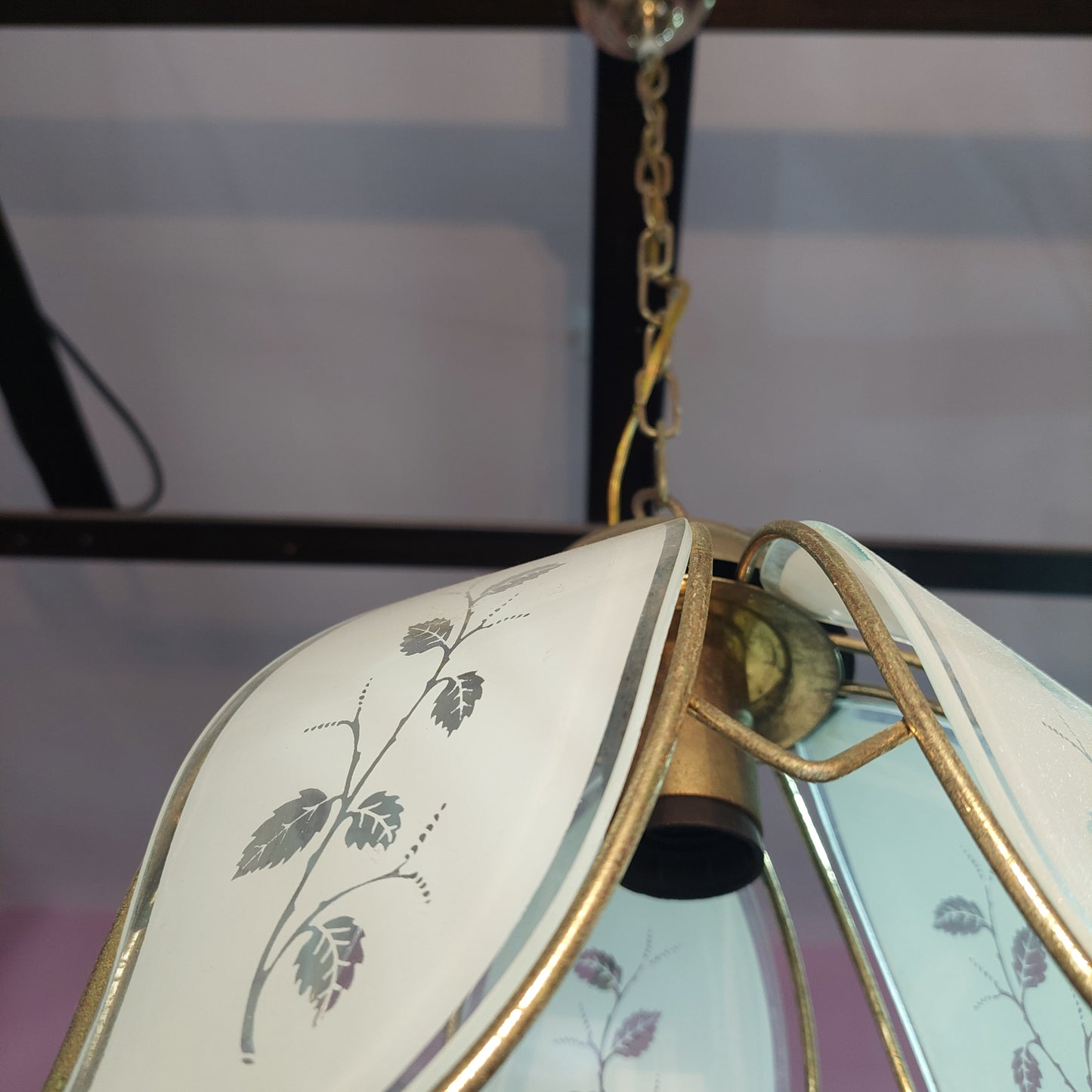 Lampadarietto Ottone*/vetro "fiore" 1/l