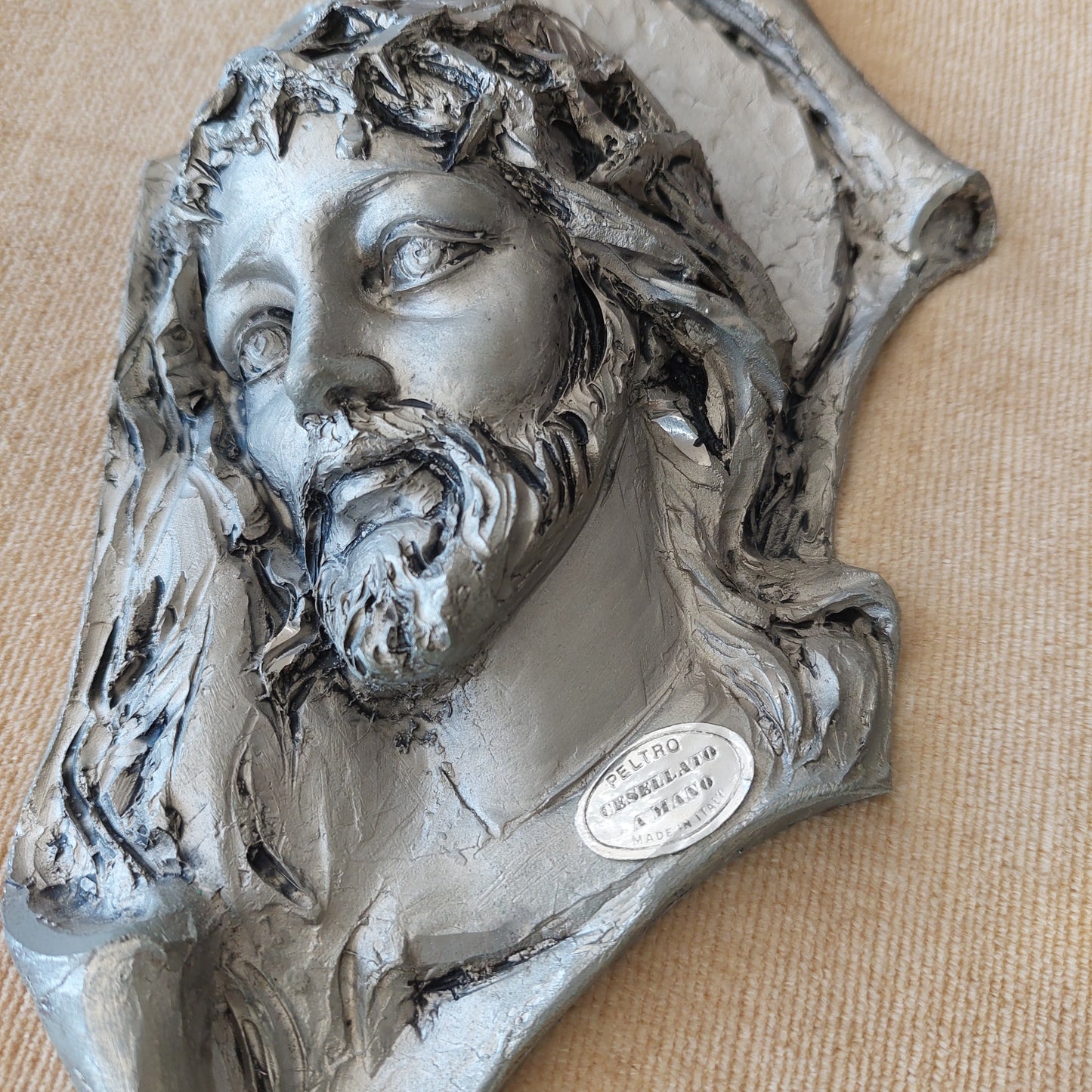 Quadro Capezzale Cristo In Peltro