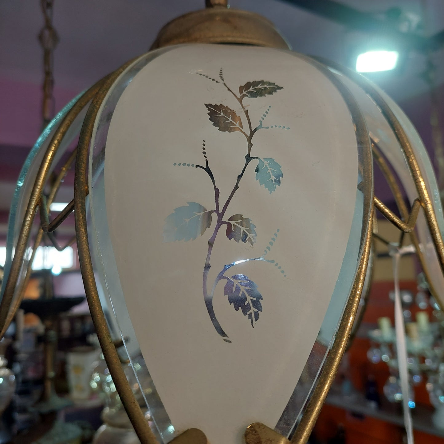 Lampadarietto Ottone*/vetro "fiore" 1/l