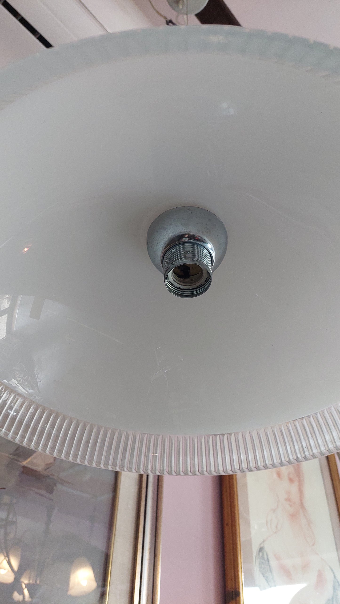 Lampadario Cupola Vetro Bianco/trasp. D38,5 1/l