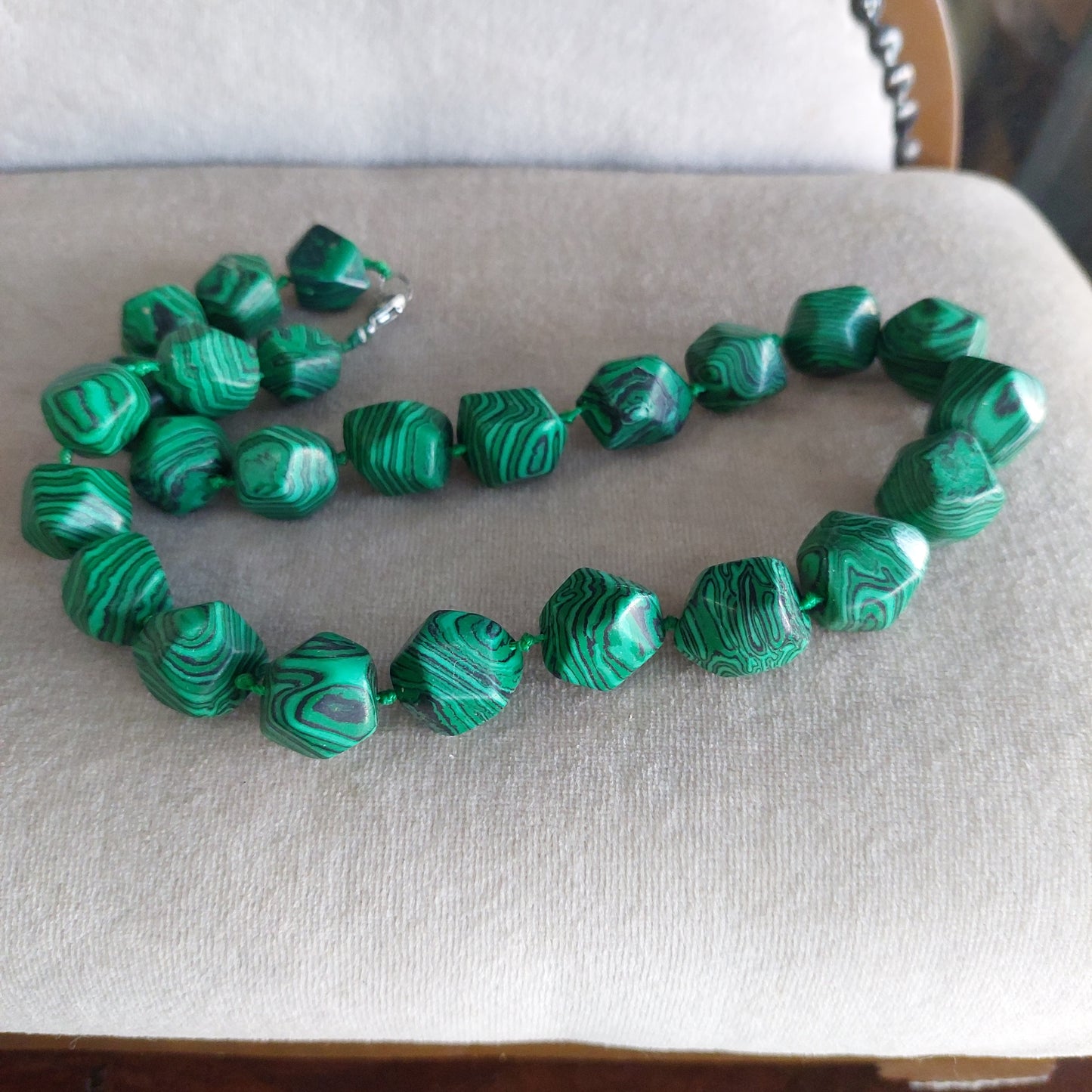 Collana Pietre Dure Malachite Verde Vintage