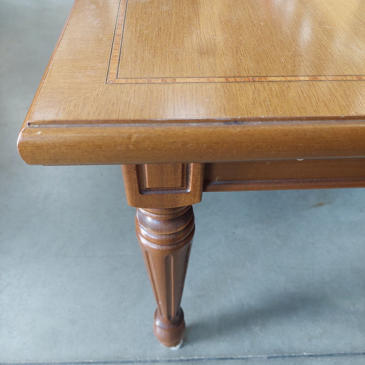 Tavolino Basso Legno Intarsiato Cm100x50x45