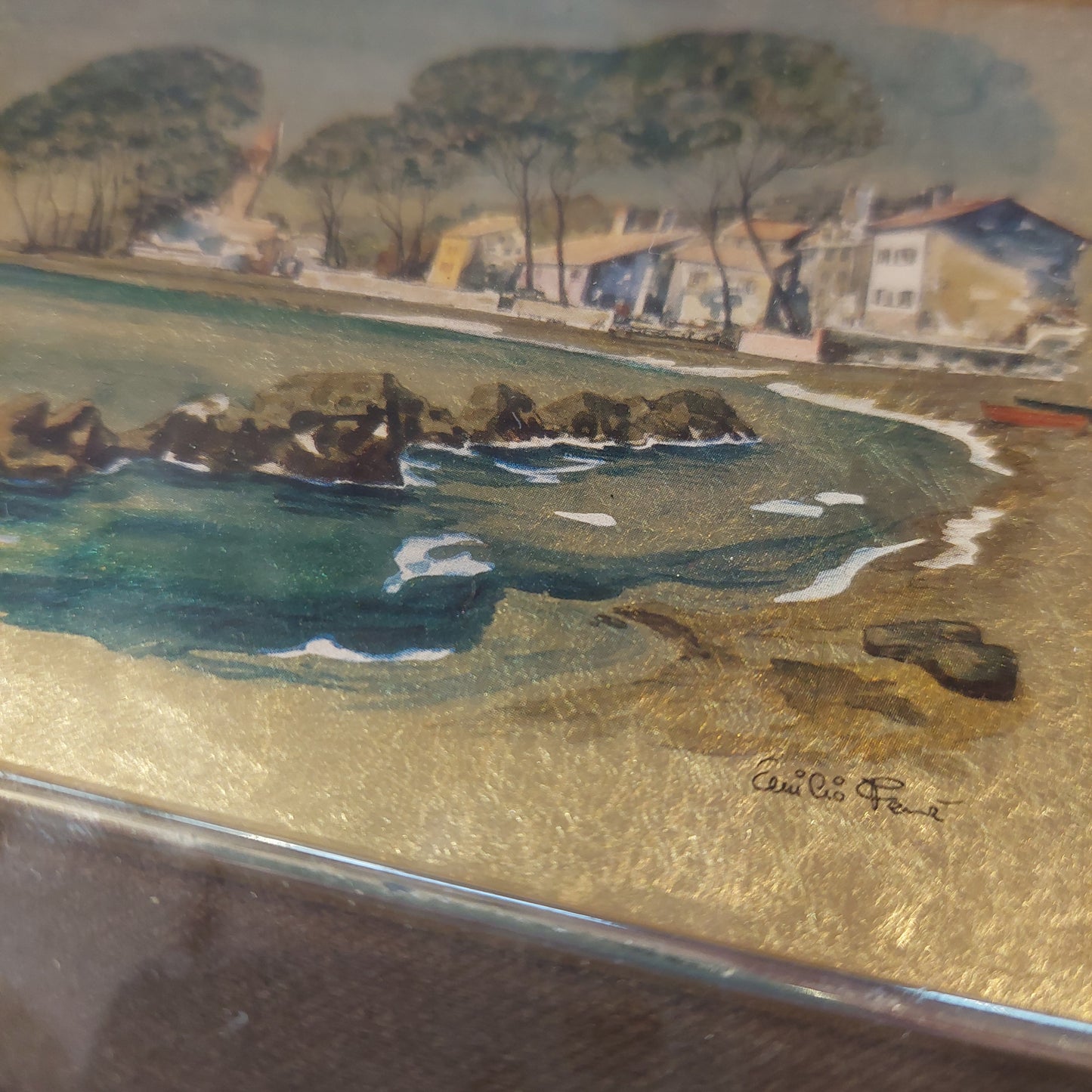 Quadro Foglia Oro Cm25x28