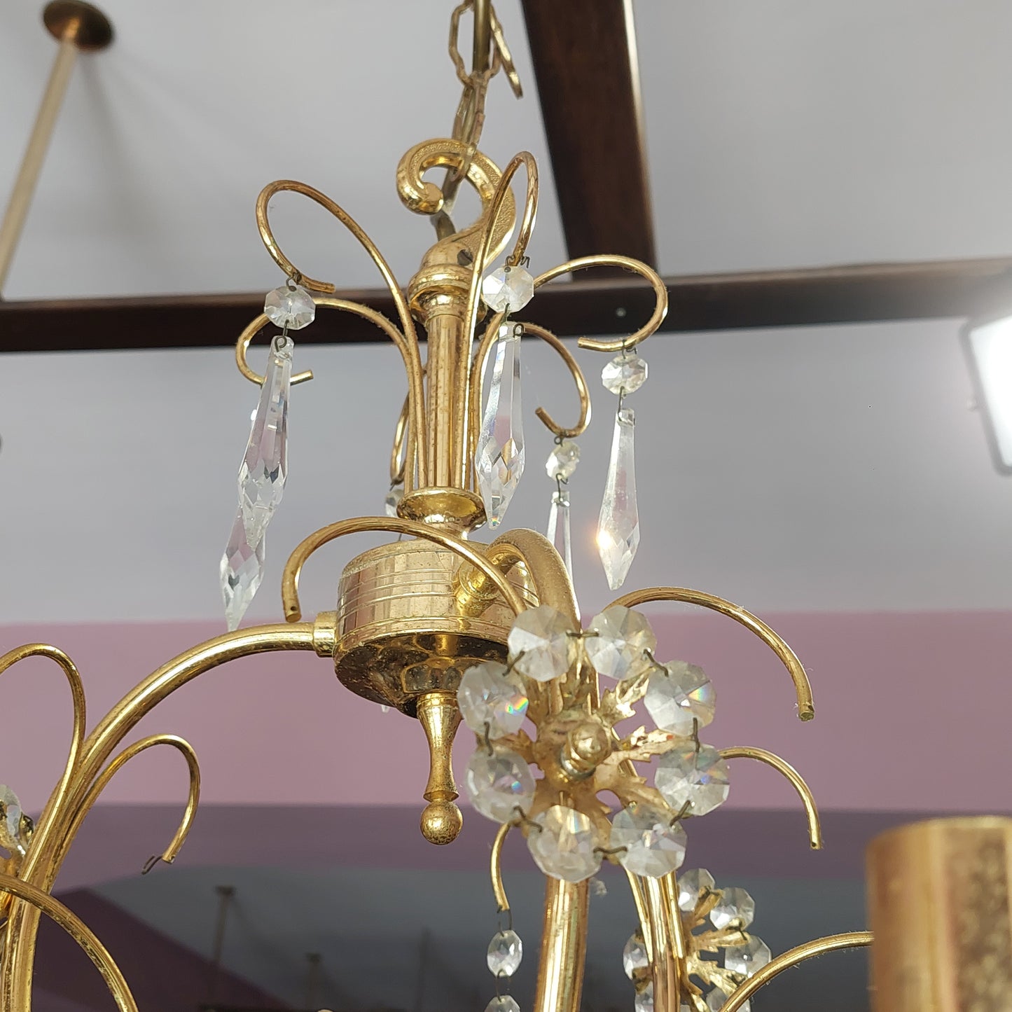 Lampadario * Dorato Gocce Cristallo 6/l