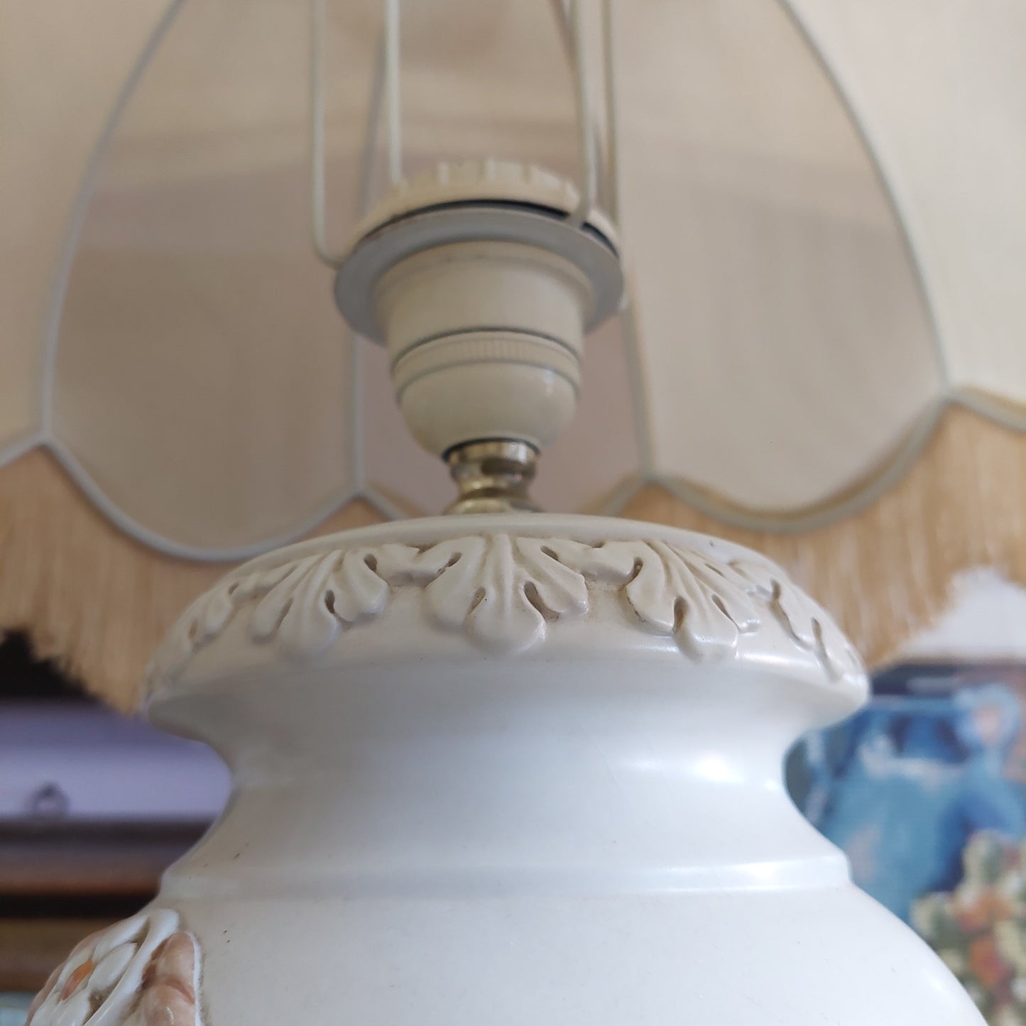 Lume Ceramica* Decoro Frutta Paralume Frange