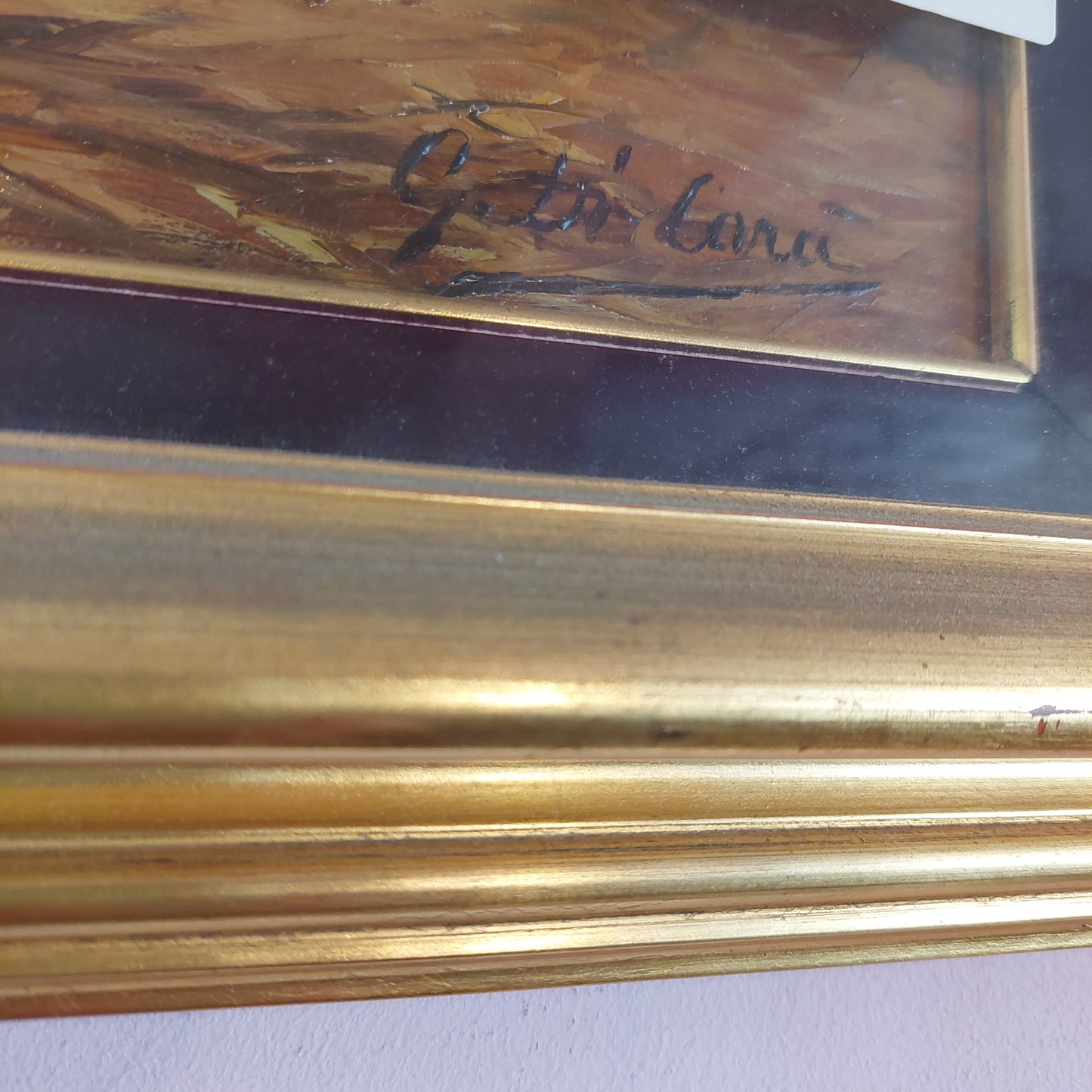 Q/olio Su Tela Ovile Di Girolamo Di Cara Cornice Legno Oro Cm101x62