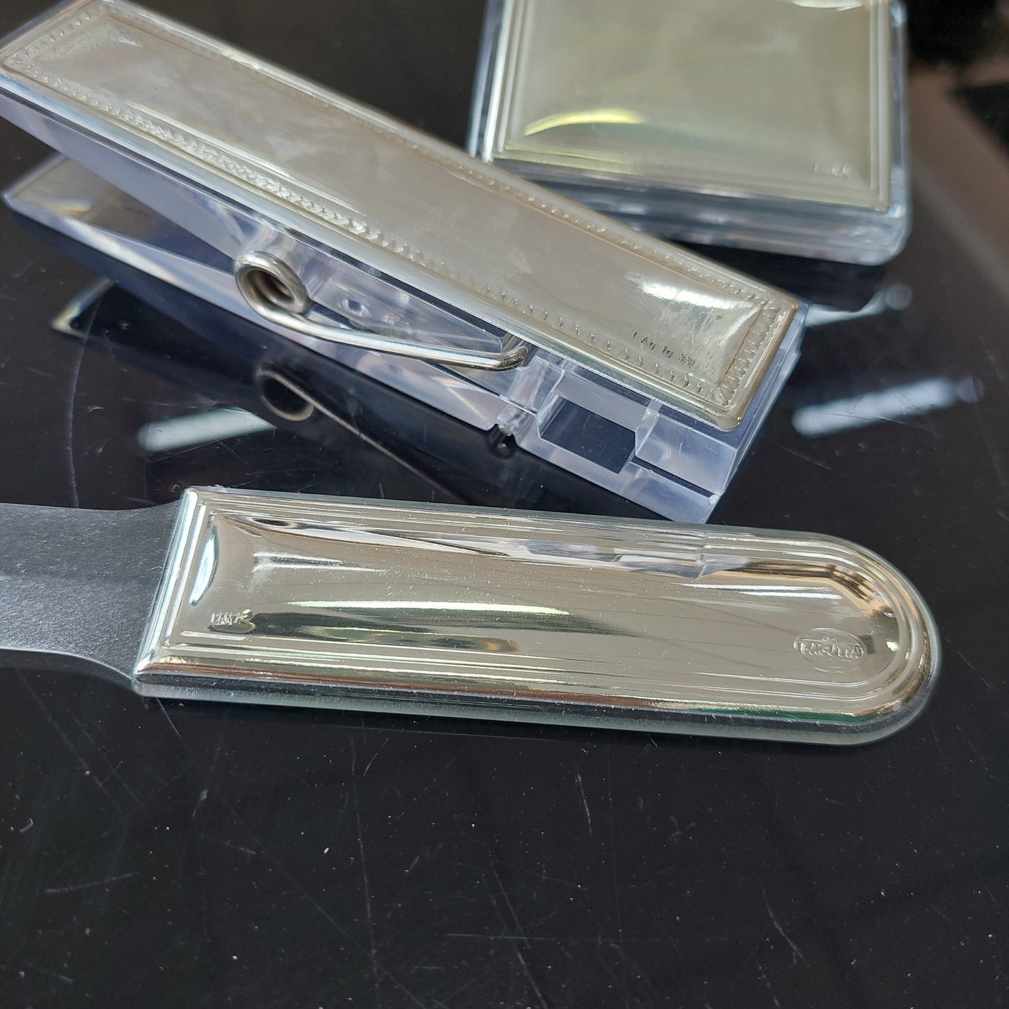 Set/3 Pezzi Da Scrivania Plexiglass / Argento