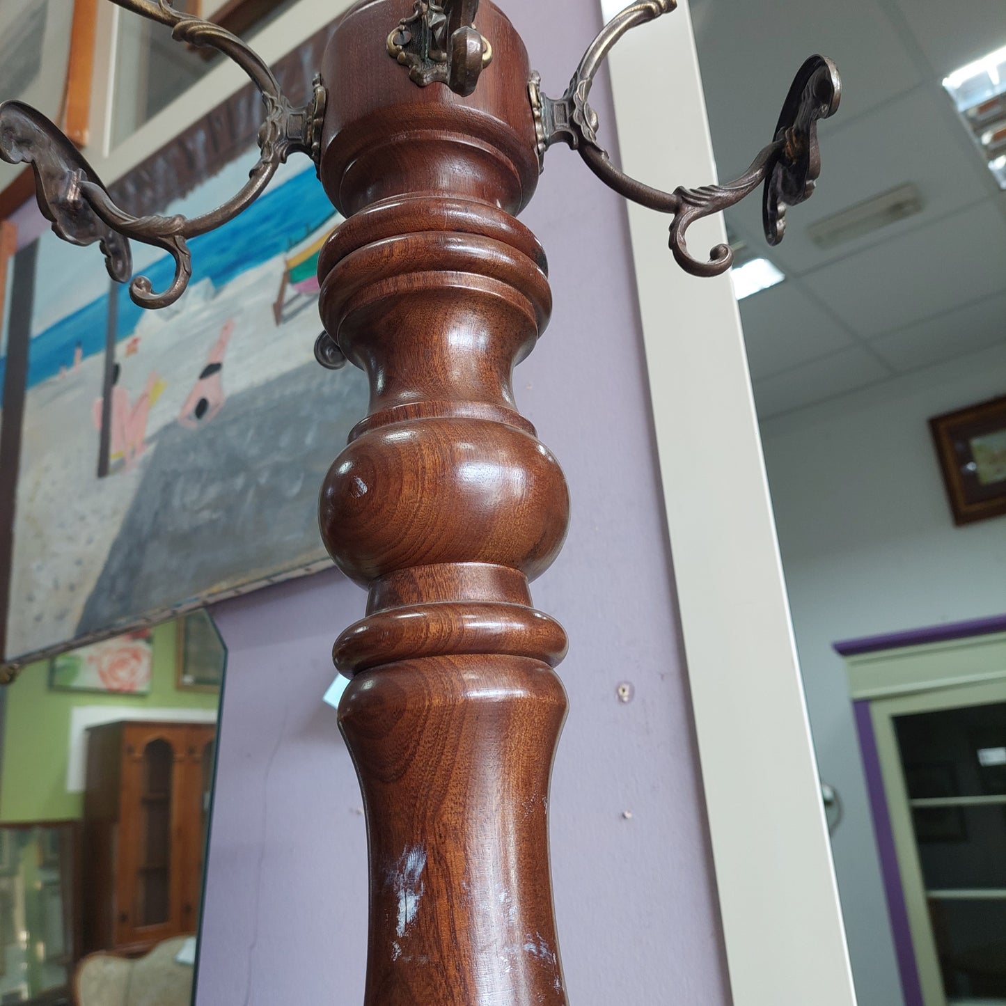 Piantana Appendiabiti Legno Ottone