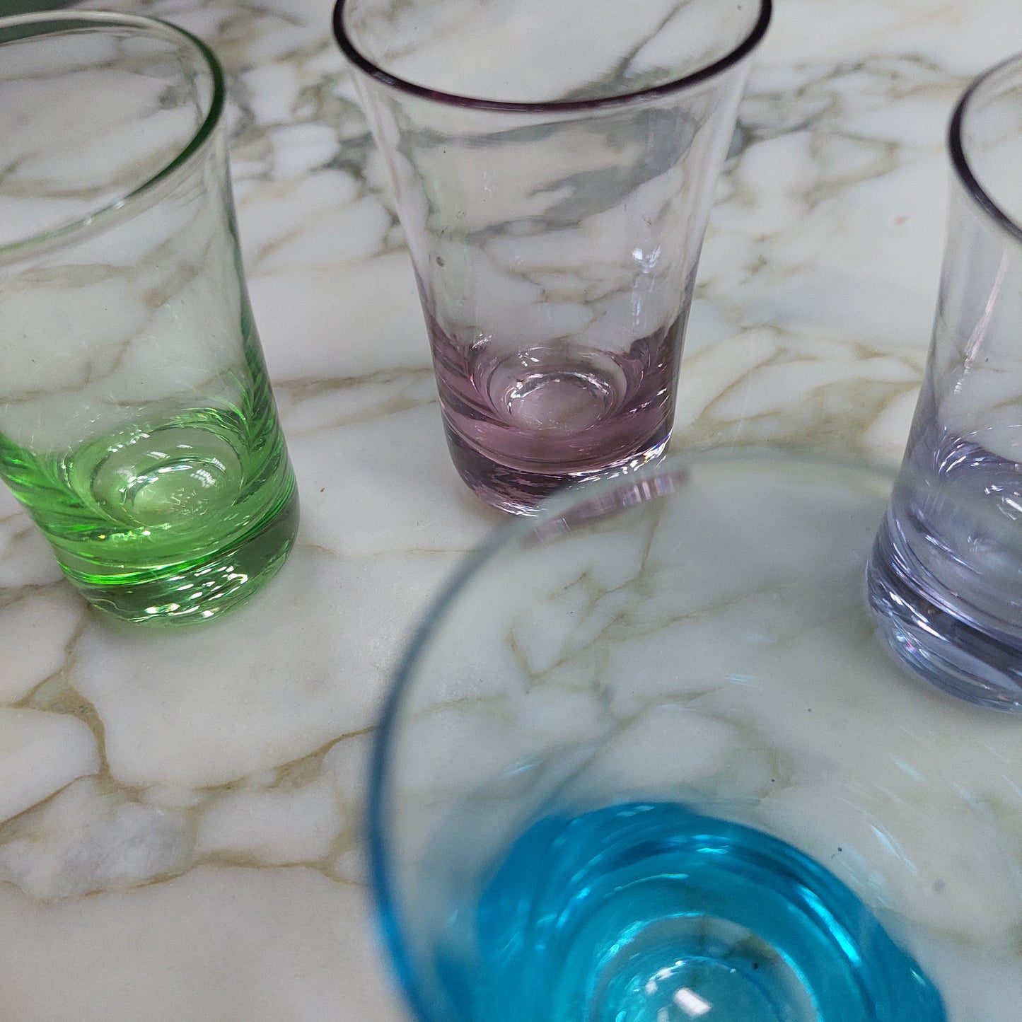 Set/6 Bicchierini Liquore Vetro Soffiato Colorato