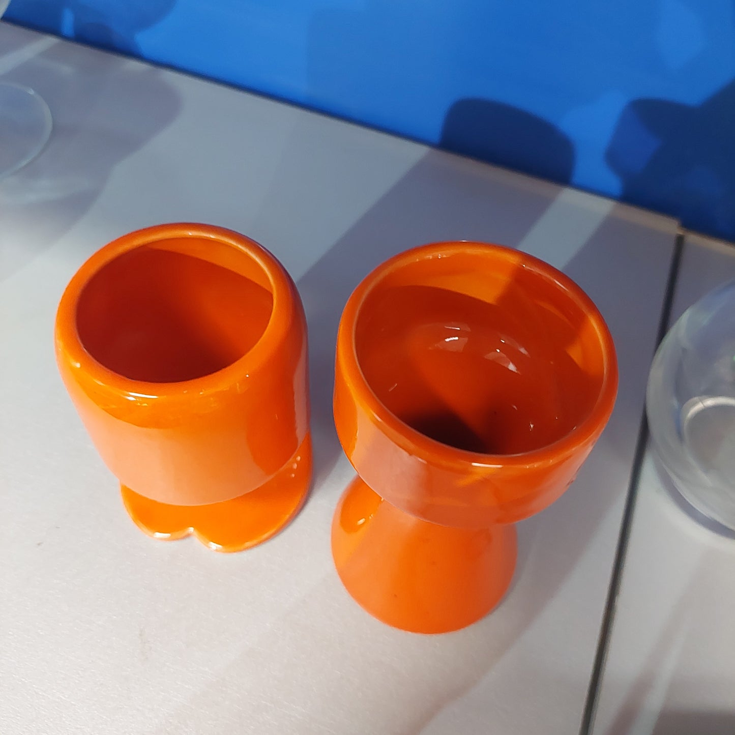 Set/2 Vasetti Ceramica Arancio Vintage