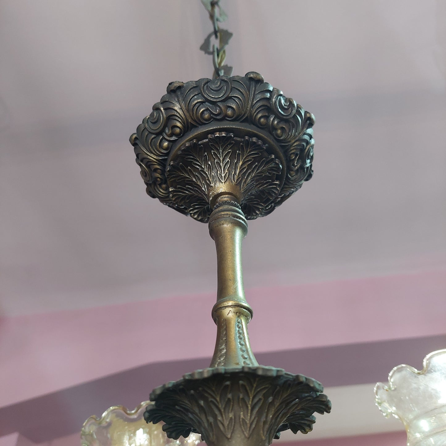 Lampadario Ottone/coppe Vetro 6/l