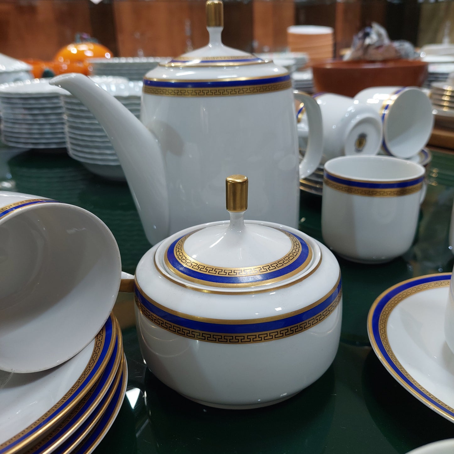 63922 Serv/the Porcellana Bohemia Blu/oro 11 Tazze