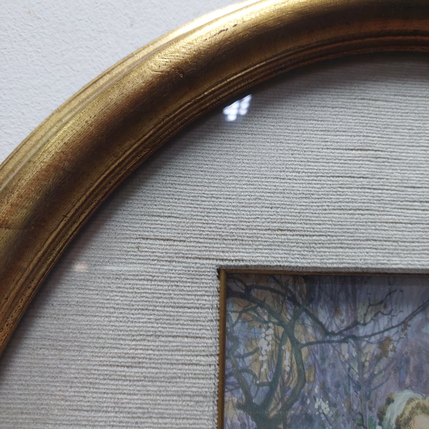 Quadro Stampa Dama Art N70,00 €ouveau Cornice Ovale Legno Oro