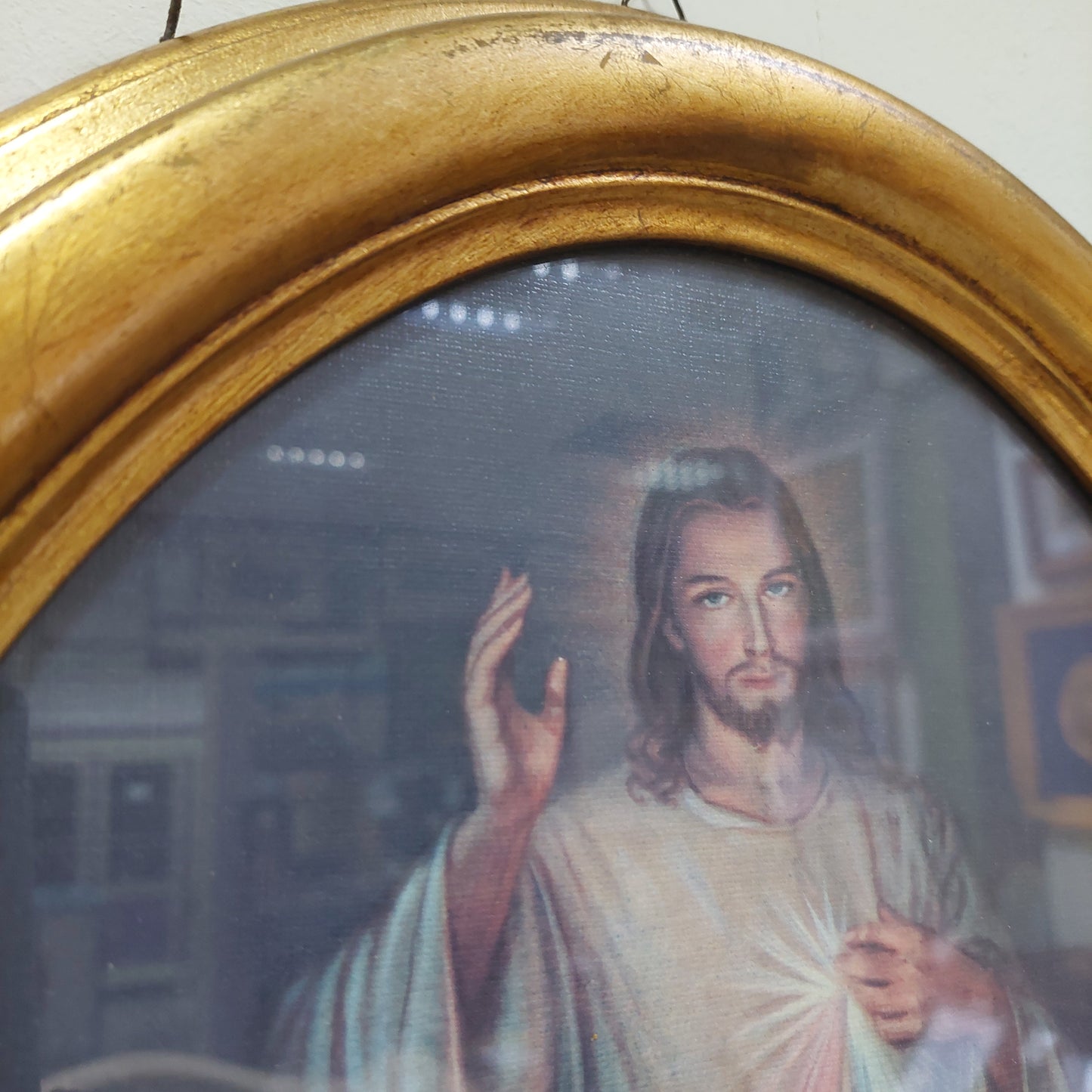 Quadro Stampa Gesù Misericordioso Cornice Ovale Cm38x48