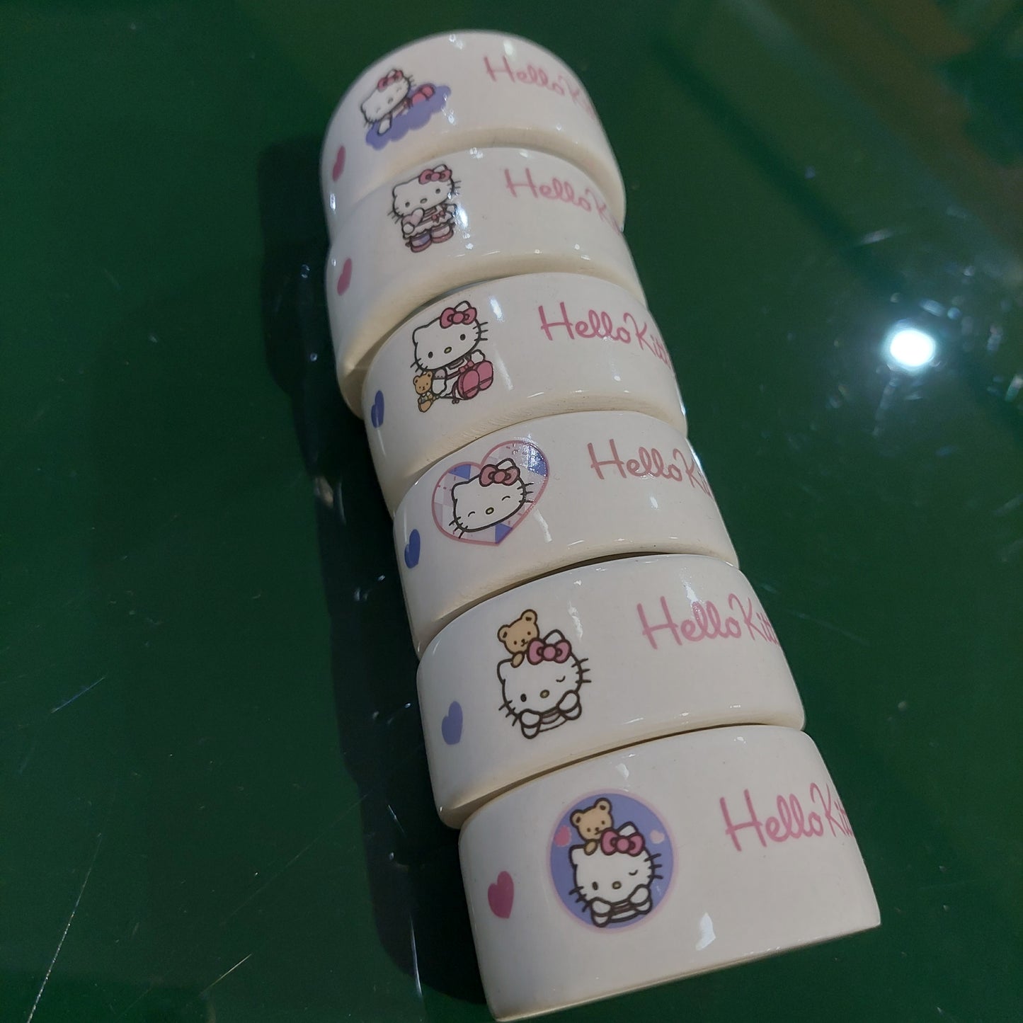Set/6 Portatovagliolo Hello Kitty Sanrio Porcelain Art