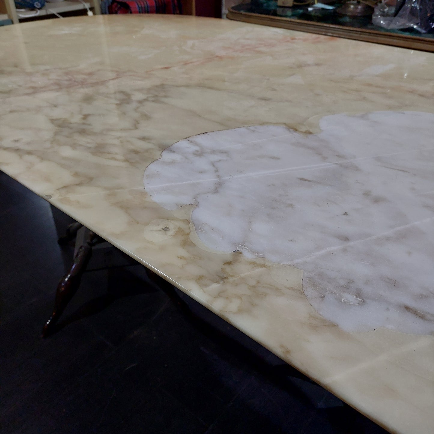 Tavolo Ovale Onice Marmo* Anni 50 Cm202x102x80h
