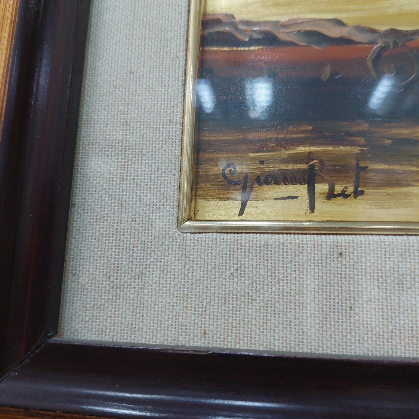 Quadro Pescatori Di Giambet Olio Su Laminato Oro Zecchino