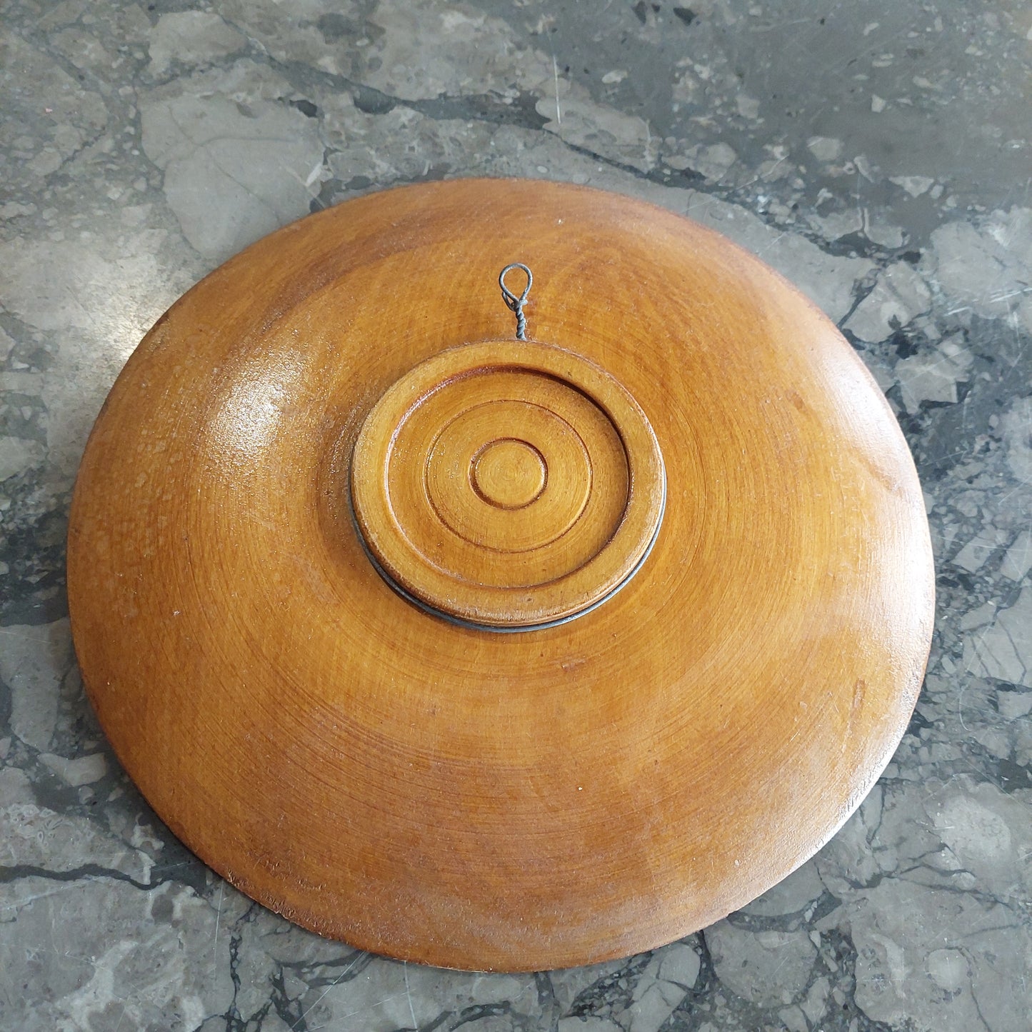 Piatto* Artigianale Legno Intagliato E Dipinto D25