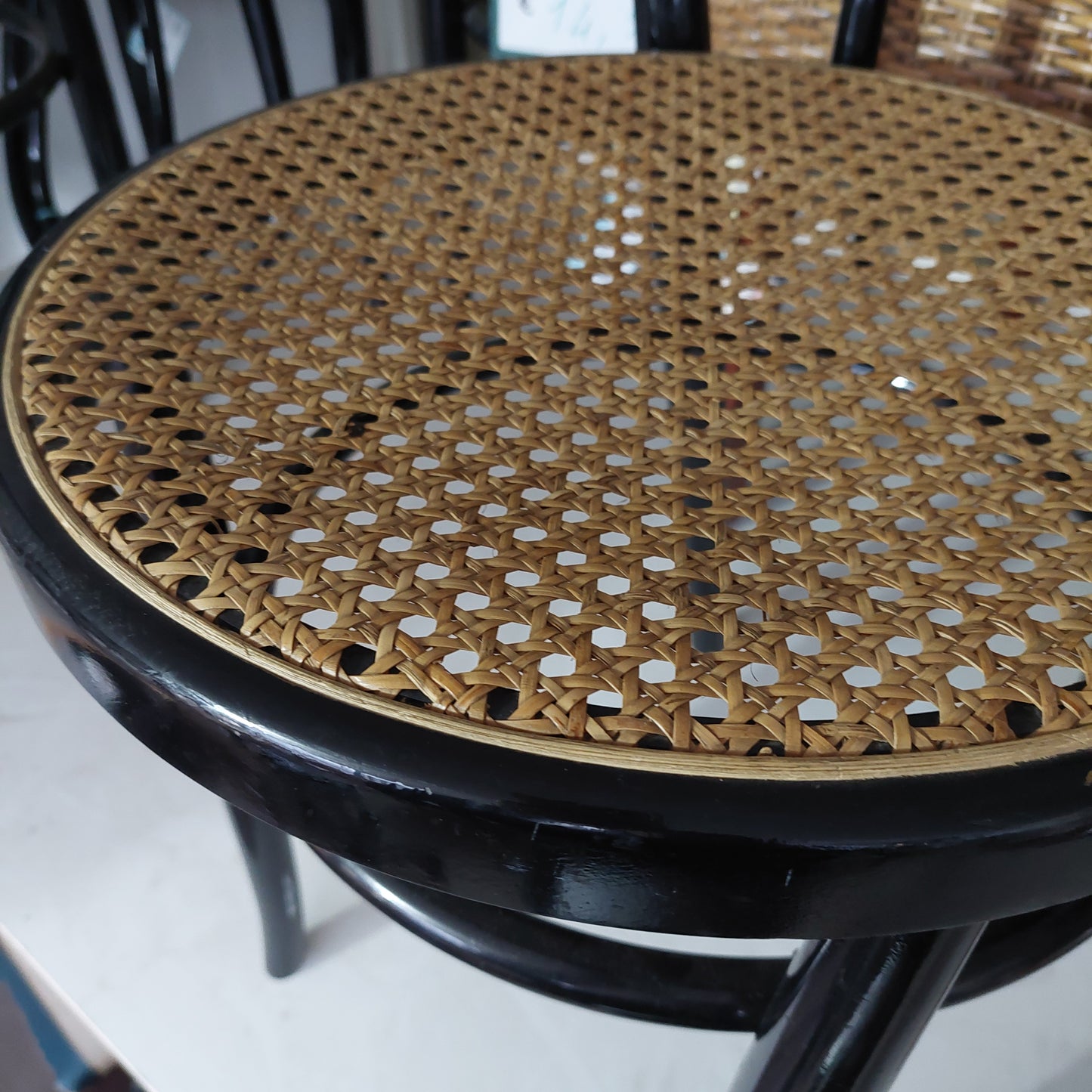 Sedia Nera Legno/paglia Di Vienna St. Thonet