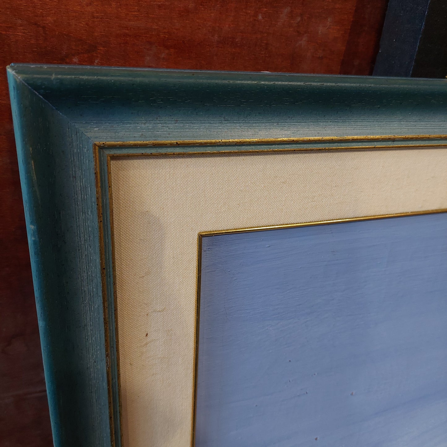 Quadro* Casale Su Collina Firmato Cornice Blu Cm86x66