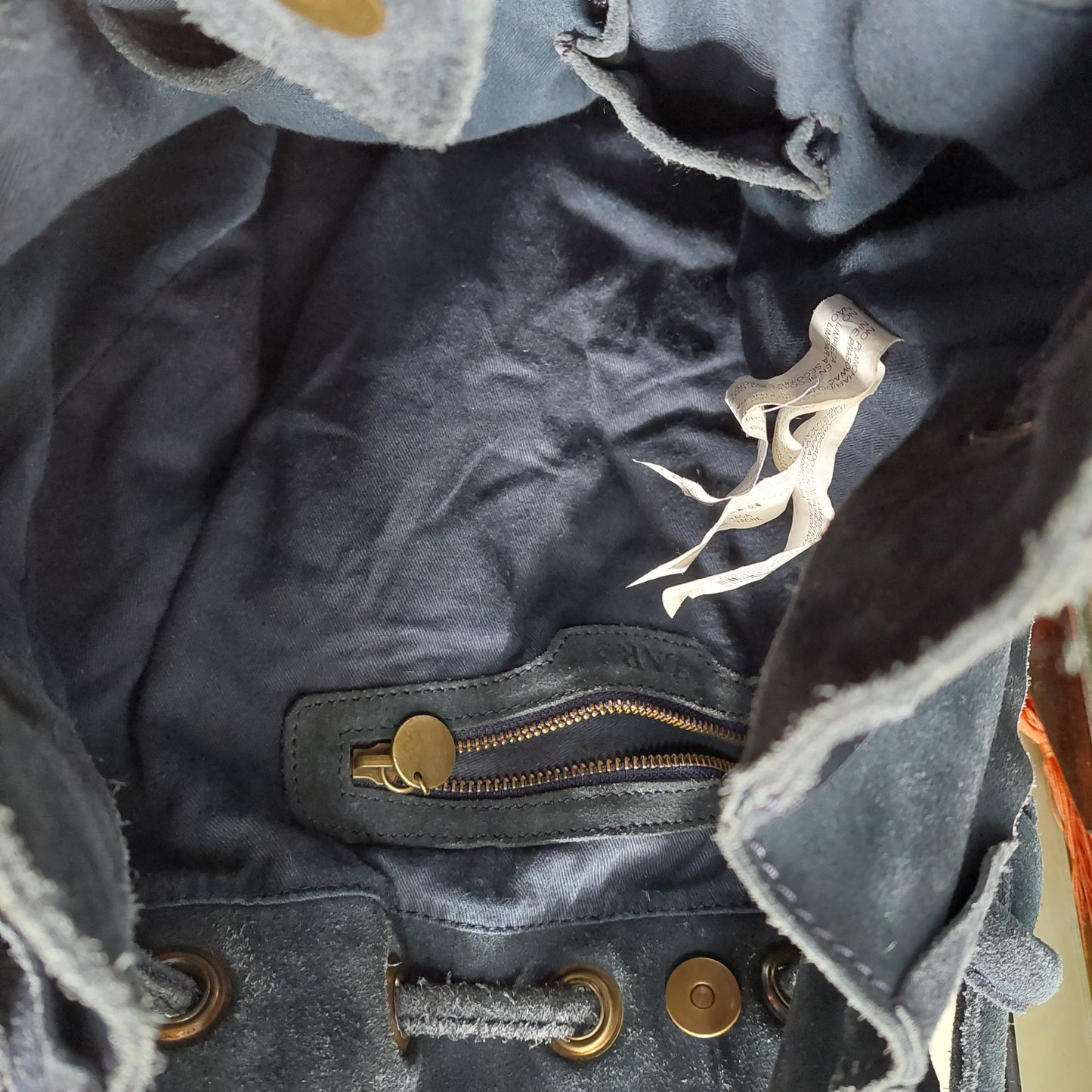 Borsa Morbida Secchiello In Pelle Scamosciata Blu