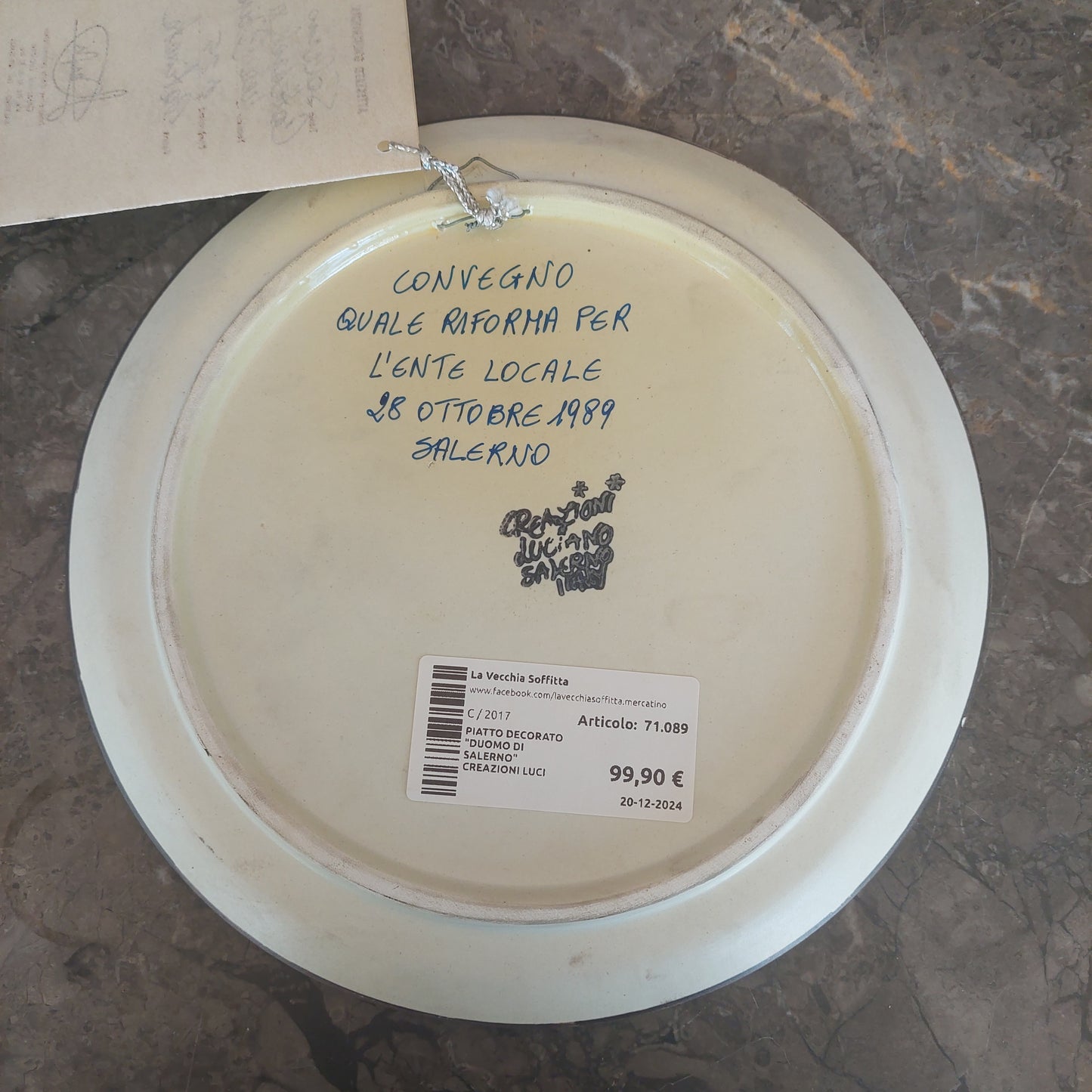 Piatto Decorato "duomo Di Salerno" Creazioni Luciano Cm25