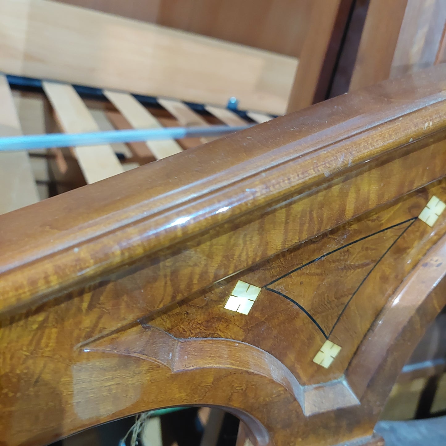 Testiera* Letto Matrimoniale Legno Intarsiato Cm174