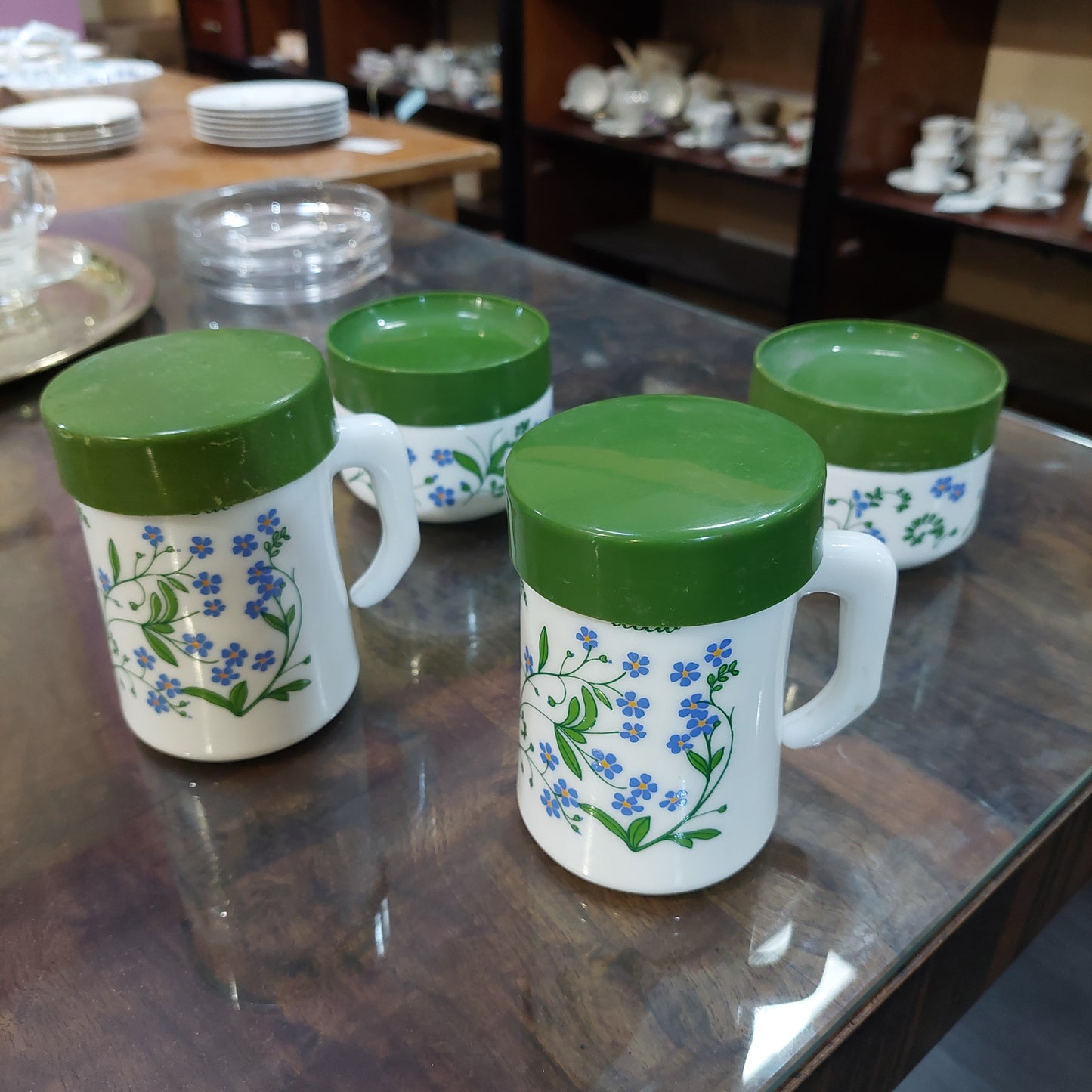 Set/4 Pezzi* Da Tavola Vetro Opalino Vintage