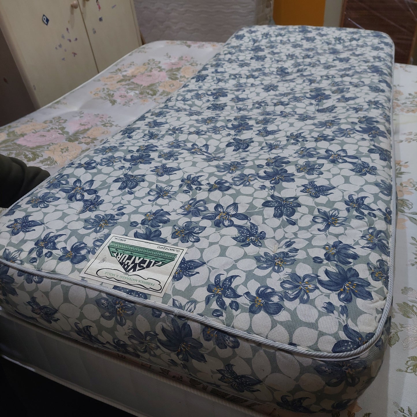 Materasso Singolo Flexpurt Fiori Blu Cm180x70x12h