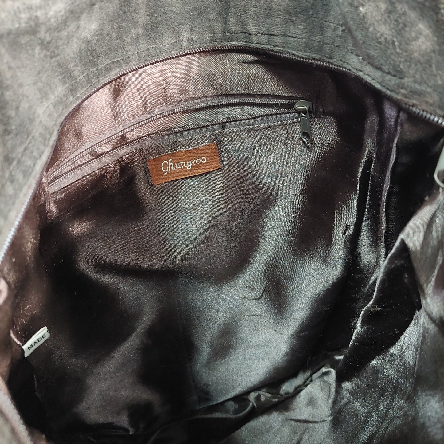 Borsa Etnica Vellutto/perline C/manici In Pelle