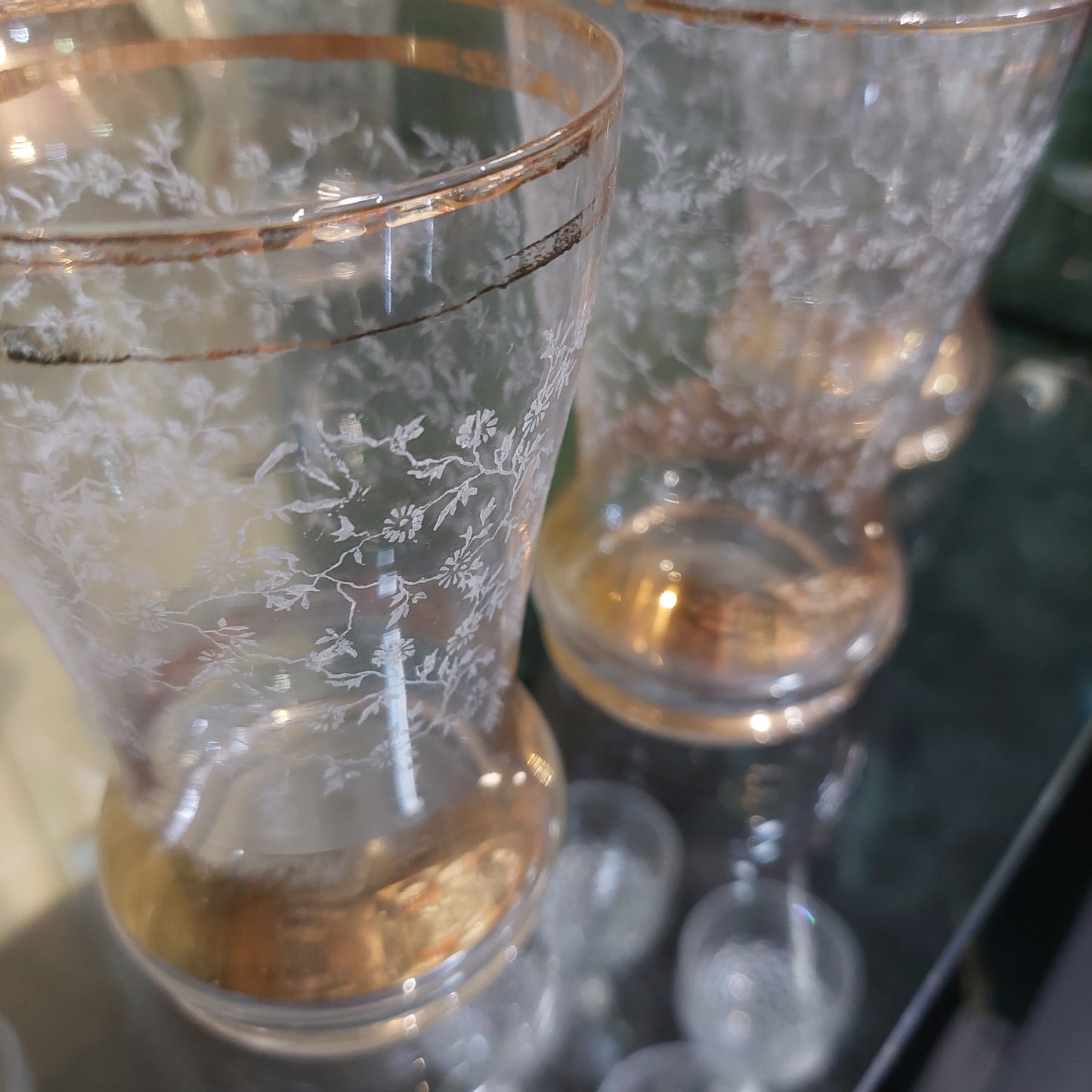 Set/caraffa+5 Bicchieri Dec Fiori/bagno Oro*