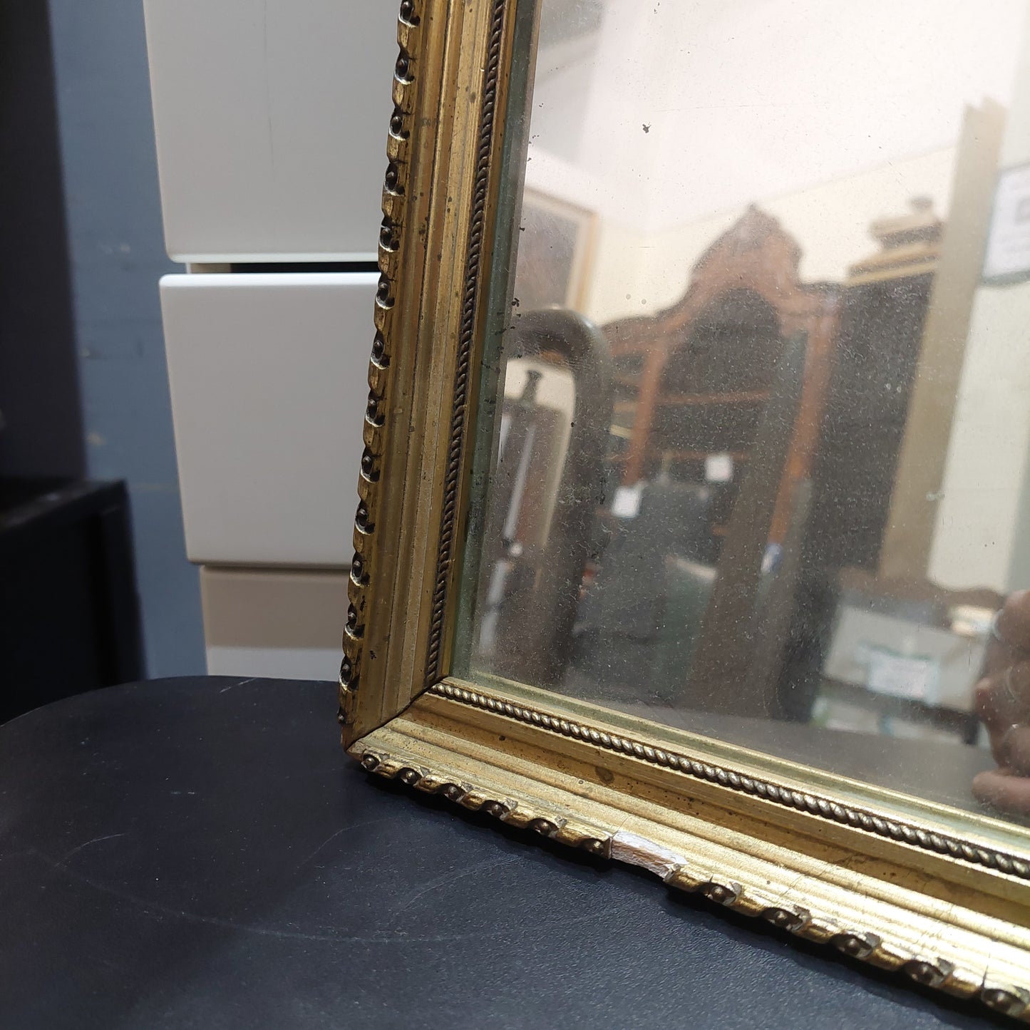 Specchio* Antico Al Piombo Cornice Lgn Oro Cm43x56