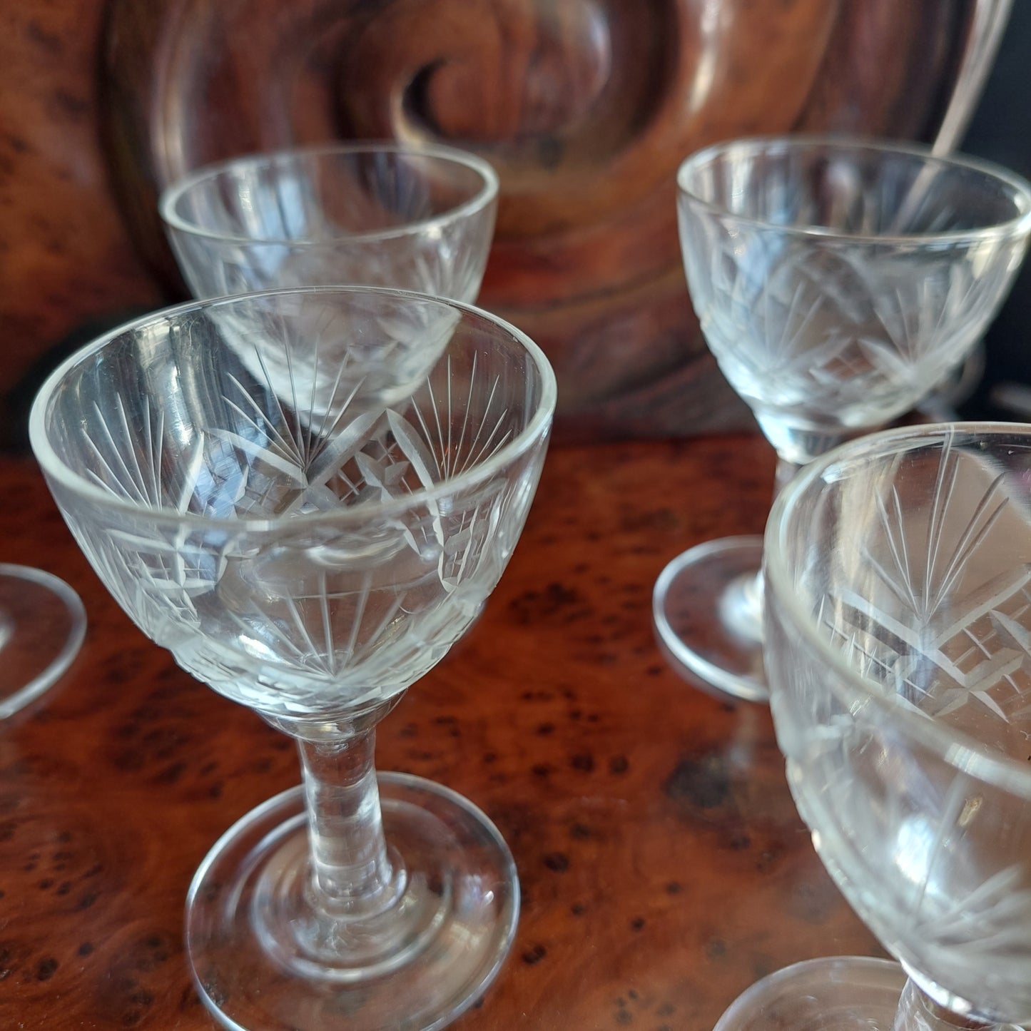 Set/6 Mini Calici Liquore Cristallo Serigrafato Anni 50
