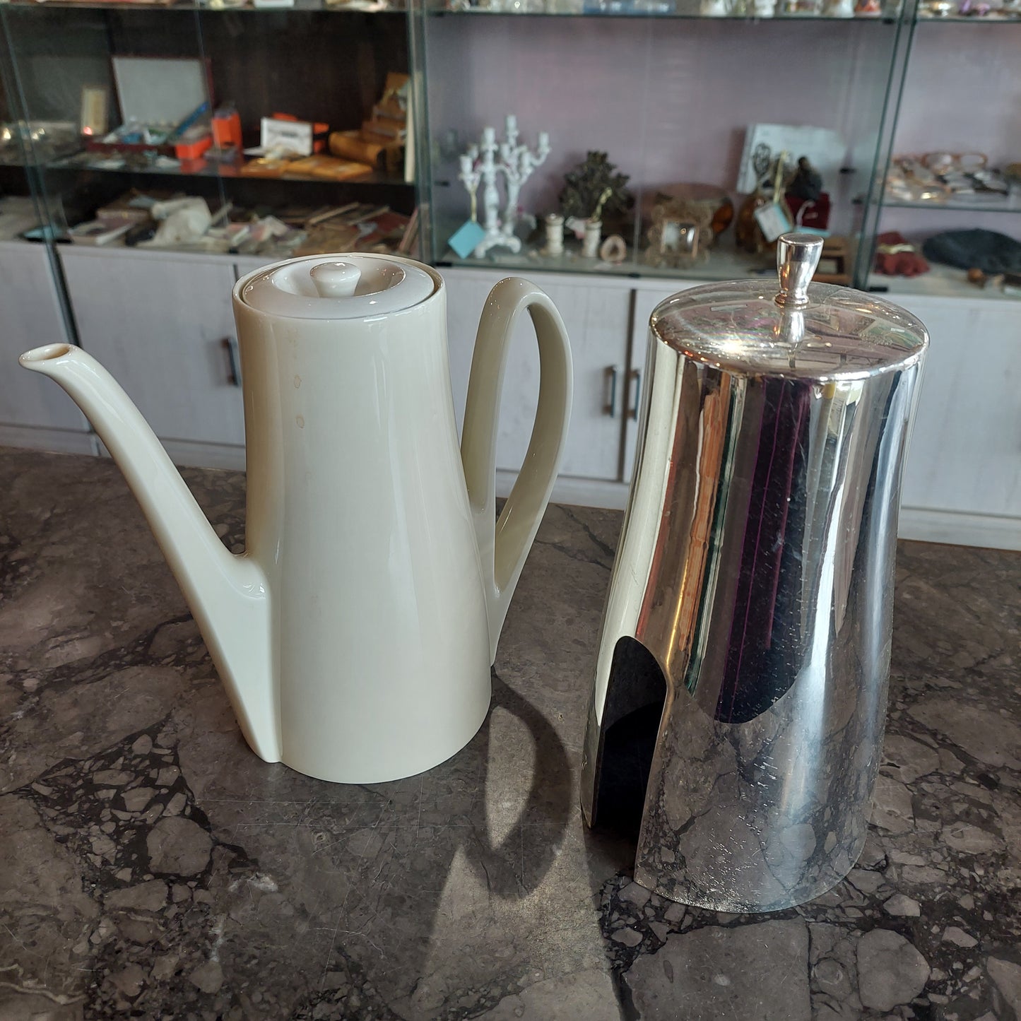 Caffettiera Porcellana Hke Con Cappotto Silver Plated