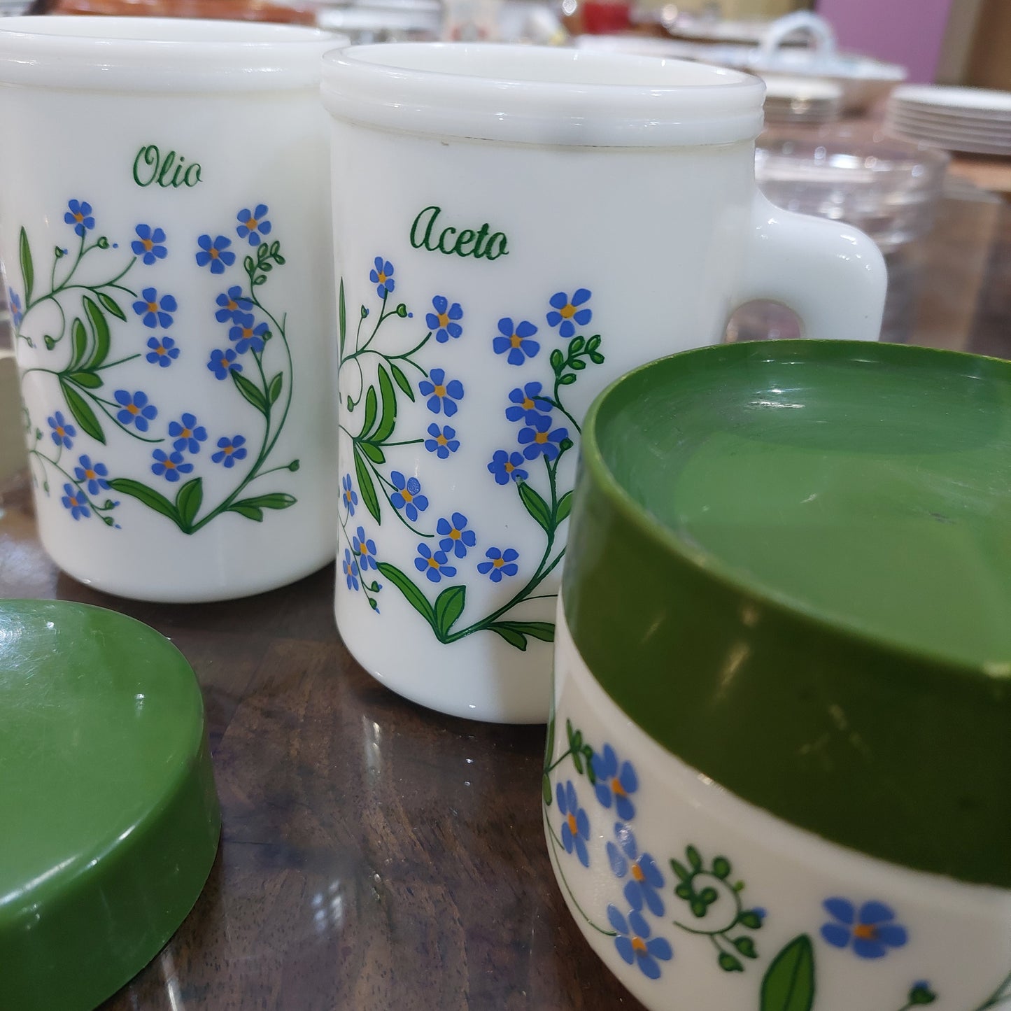 Set/4 Pezzi* Da Tavola Vetro Opalino Vintage
