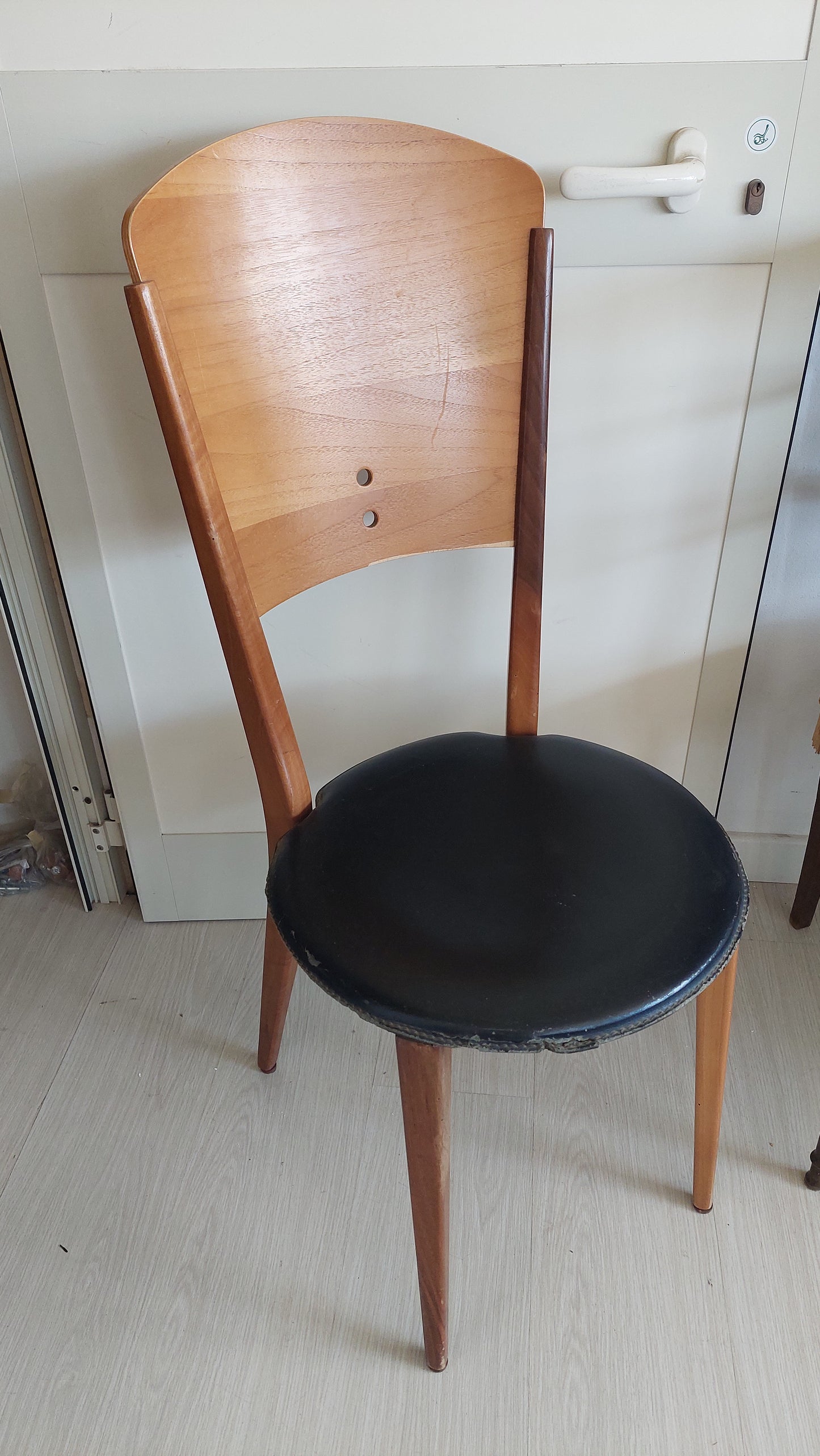 Set/4 Sedie Legno/ecopelle Nera