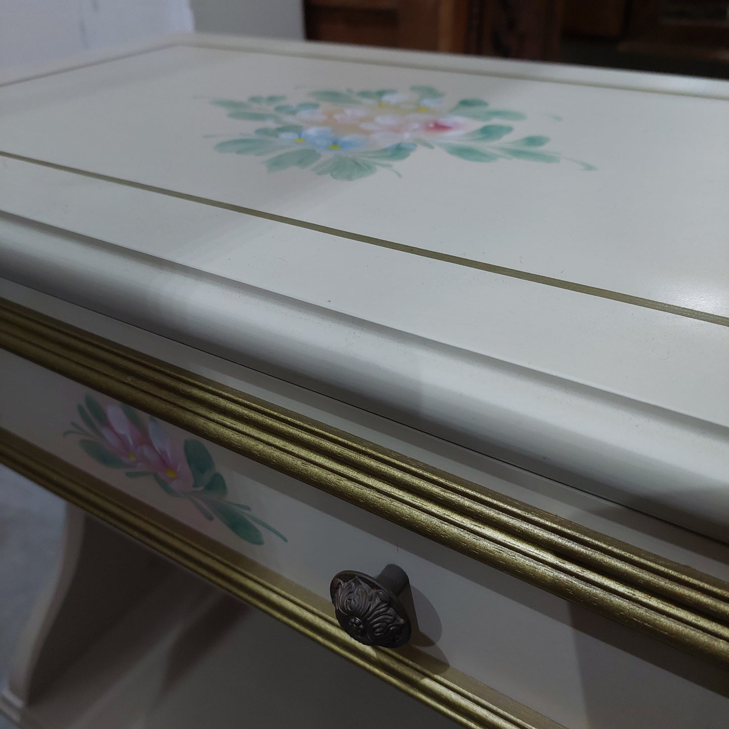 Comodino Legno Stile Veneziano 1 Cassetto Cm55x32x62h