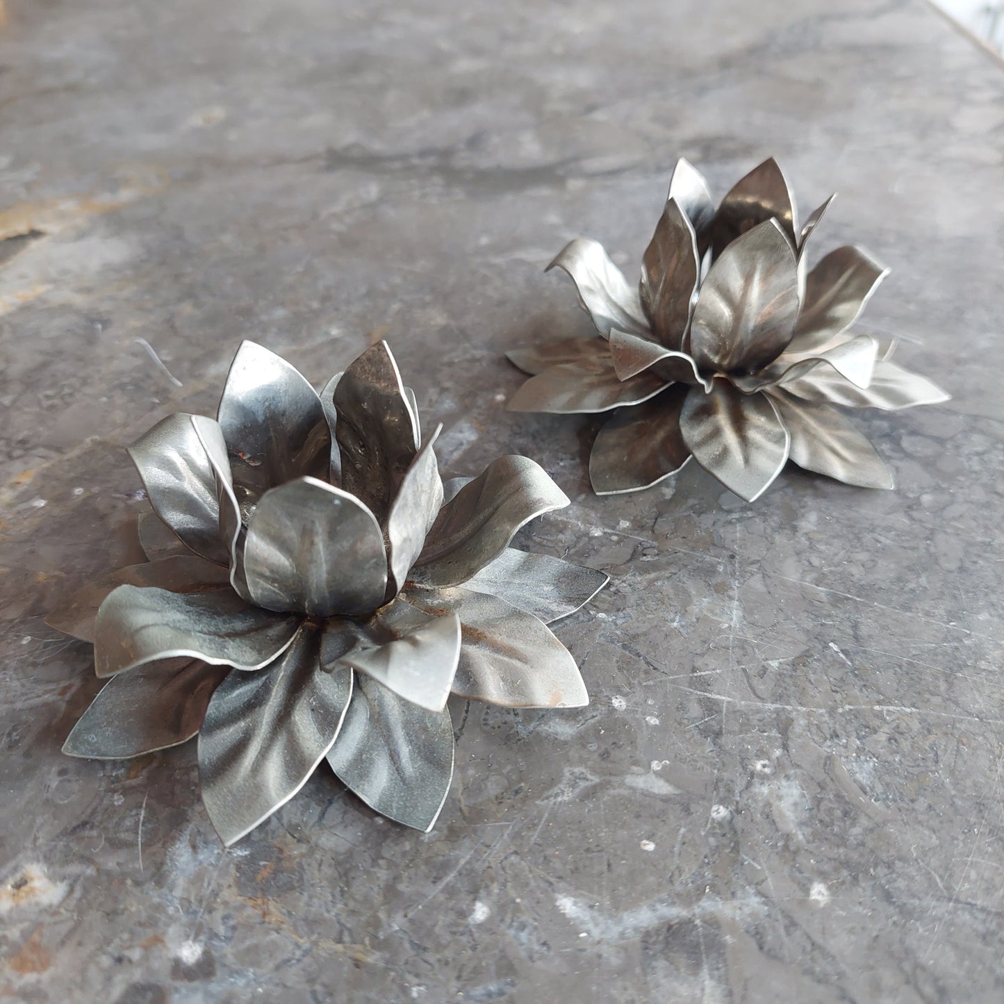 Coppia Portacandele Fiore Metallo